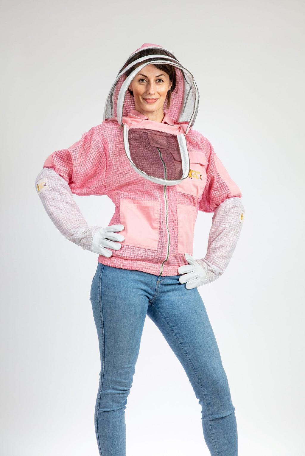 Pink Beekeeping Ventilated Jacket with Fencing Veil