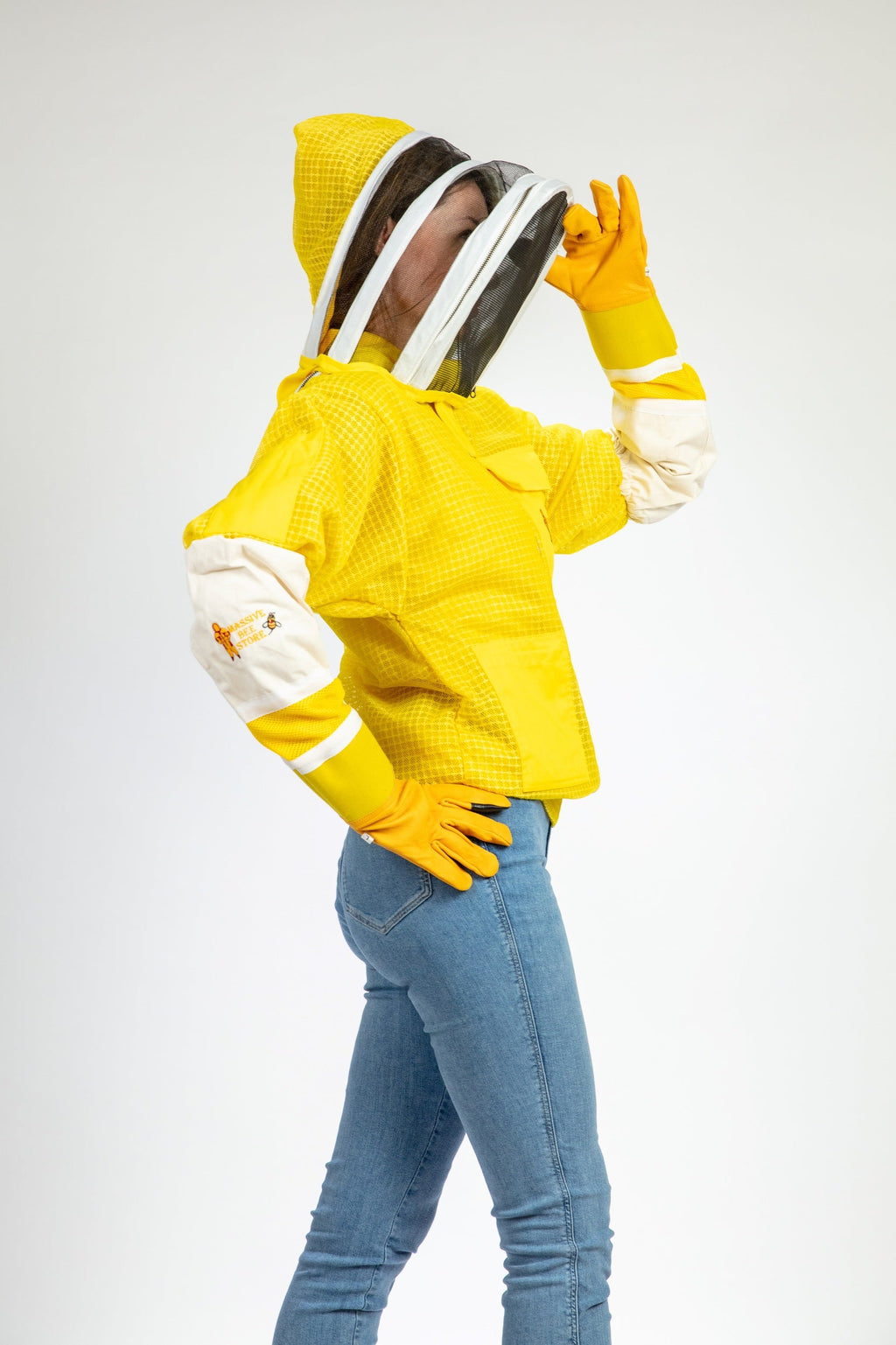 Yellow Beekeeping Ventilated Jacket with Fencing Veil