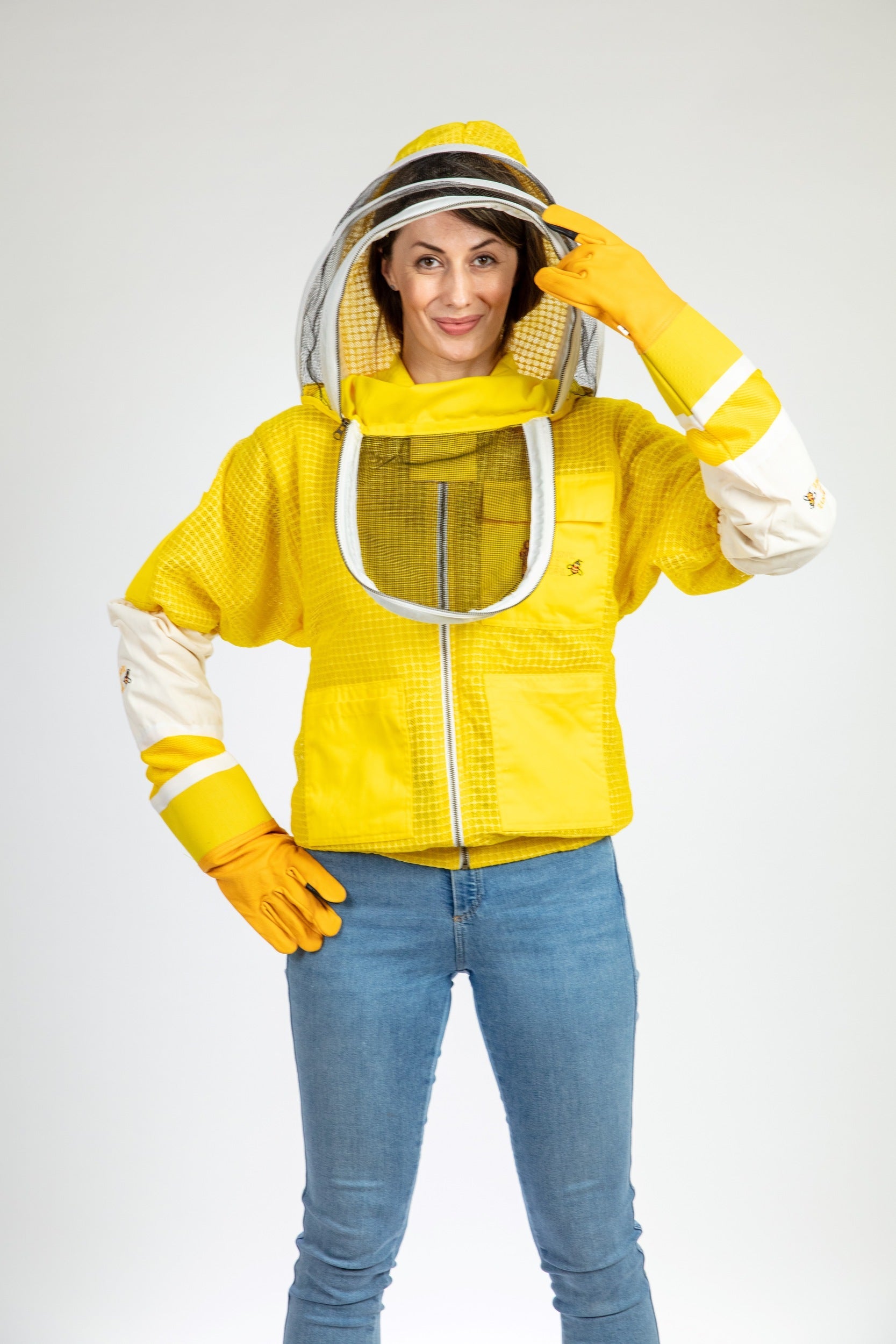 Yellow Beekeeping Ventilated Jacket with Fencing Veil
