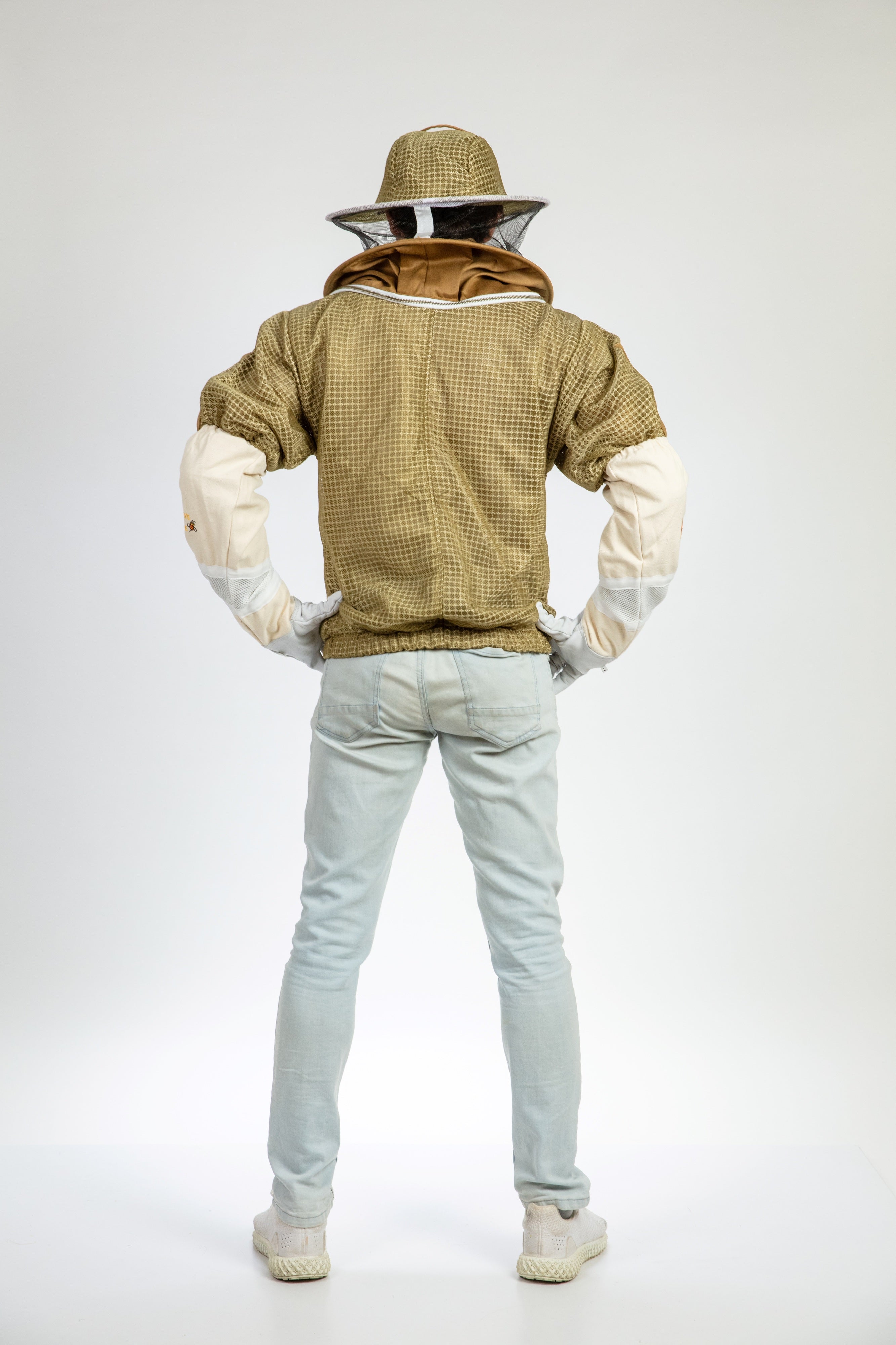 Khaki Beekeeping Ventilated Jacket with Round Veil
