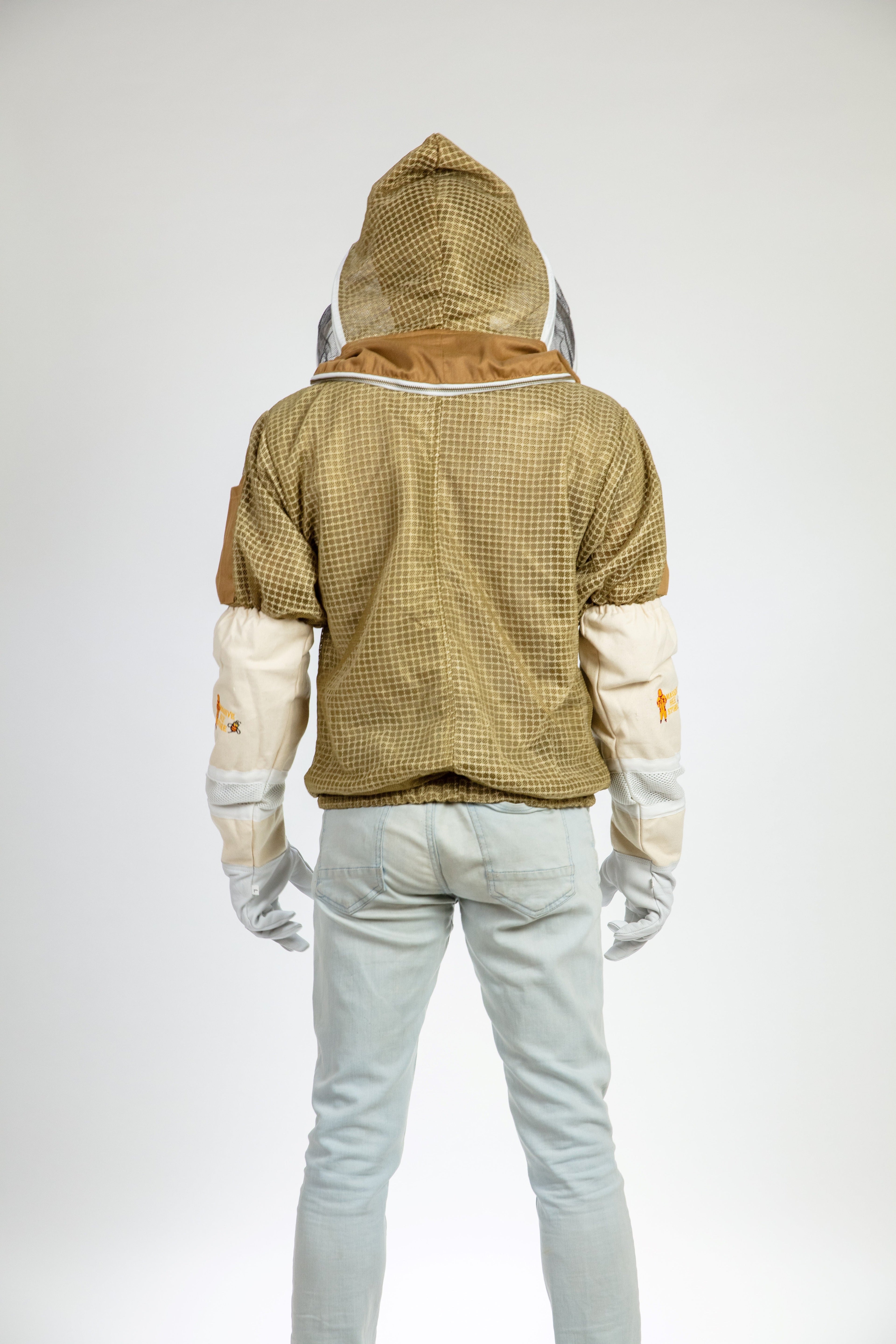 Khaki Beekeeping Ventilated Jacket with Fencing Veil