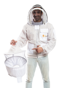 White Beekeeping Ventilated Jacket with Round Veil & fencing jacket