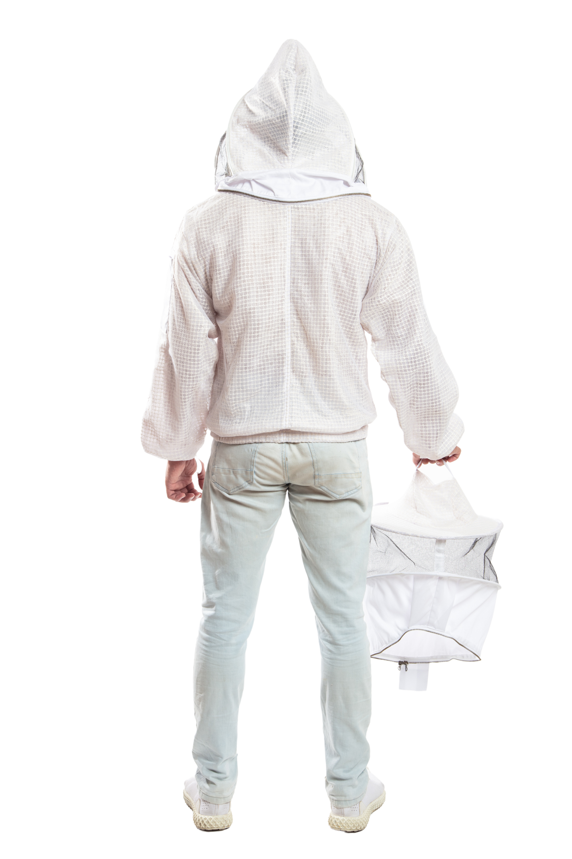 White Beekeeping Ventilated Jacket with Round Veil & fencing jacket