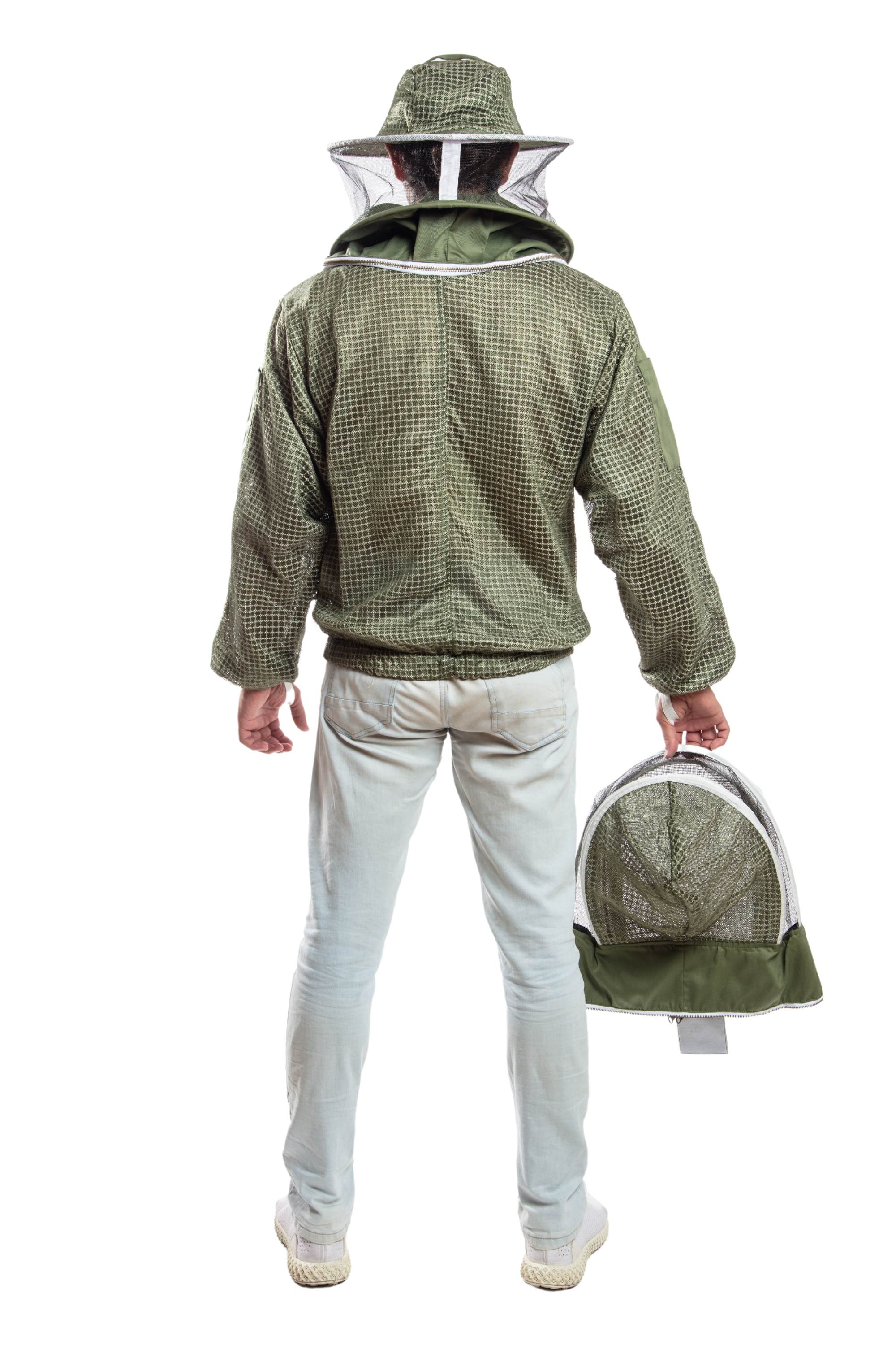 Olive Green Beekeeping Ventilated Jacket with Round Veil & fencing jacket