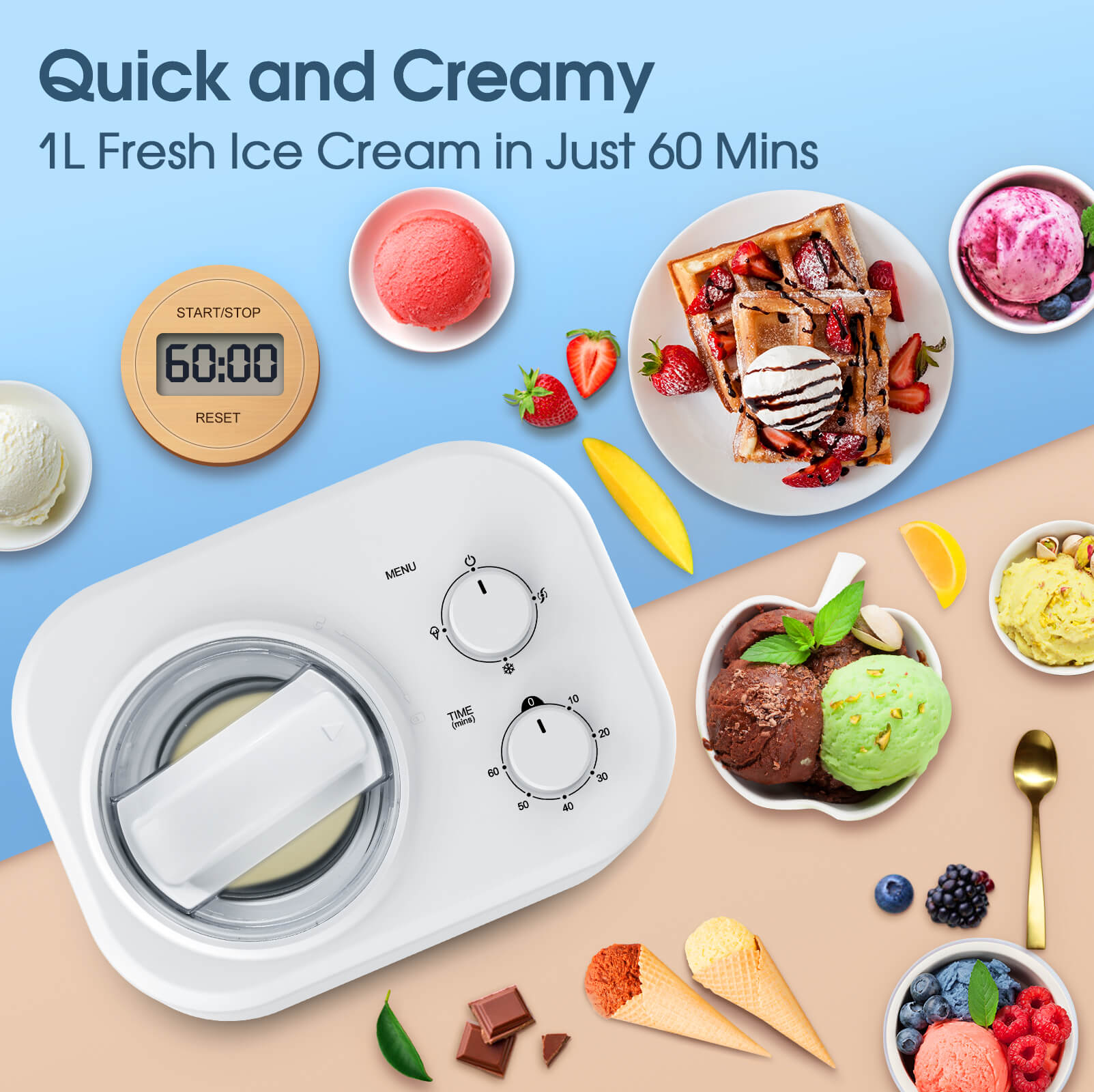 1L Ice Cream Maker with Compressor IC3910