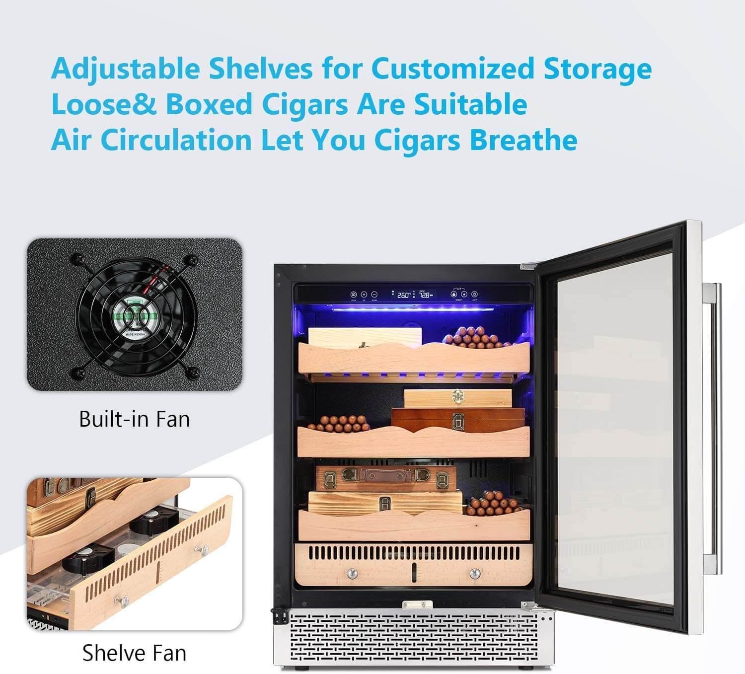 24 Inch Cigar Humidor Electric Humidor Silver Steel X51256