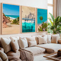 3 Piece Nautical Wall Art – Cliff Trail, Palm Shadows & Surfer Beach Set