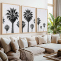 3 Piece Nautical Wall Art – Black and White Palm Tree Set