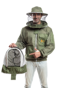 Olive Green Beekeeping Ventilated Jacket with Round Veil & fencing jacket