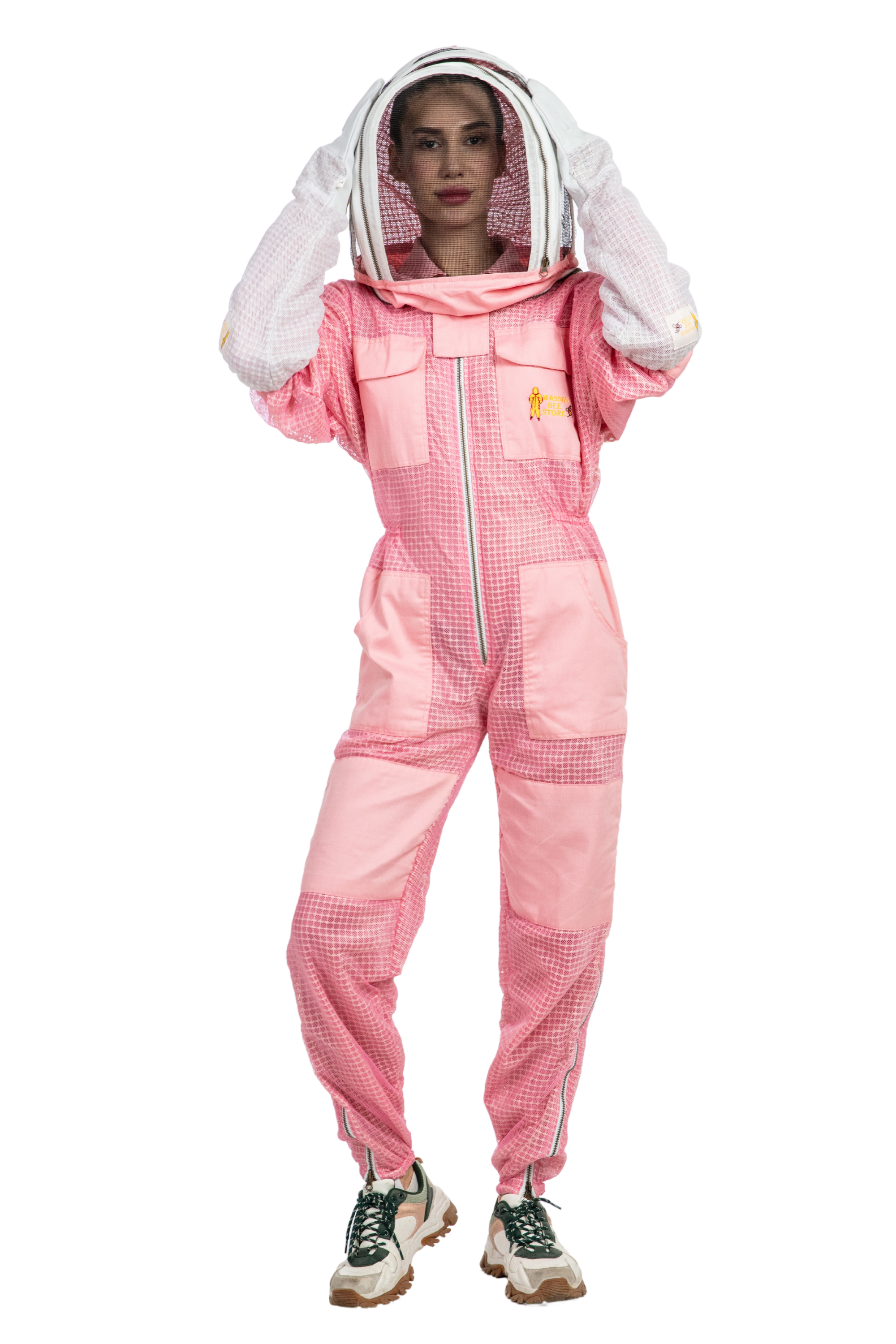 Pink Beekeeping Ventilated Suits with Fencing Veil