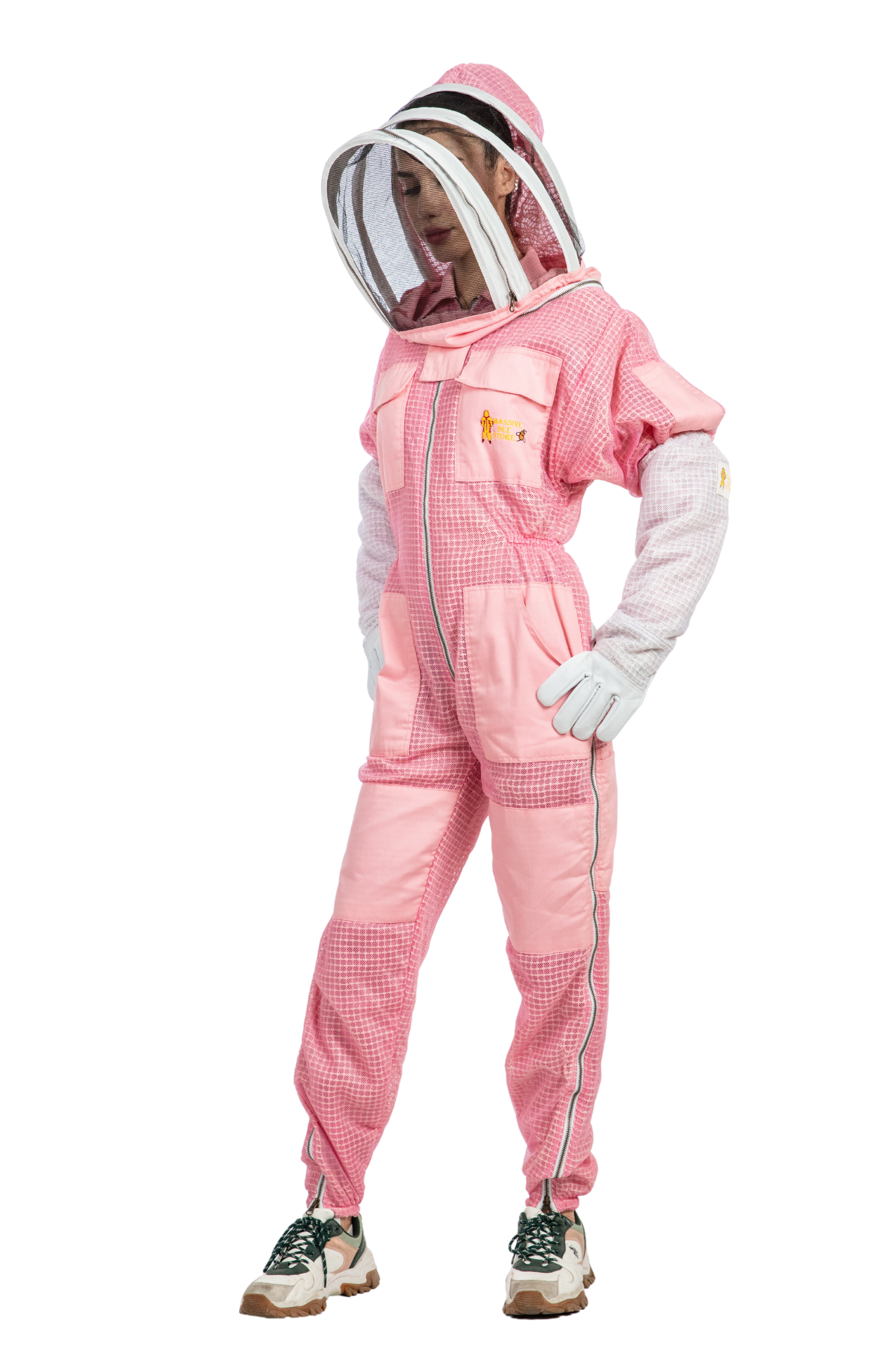 Pink Beekeeping Ventilated Suits with Fencing Veil
