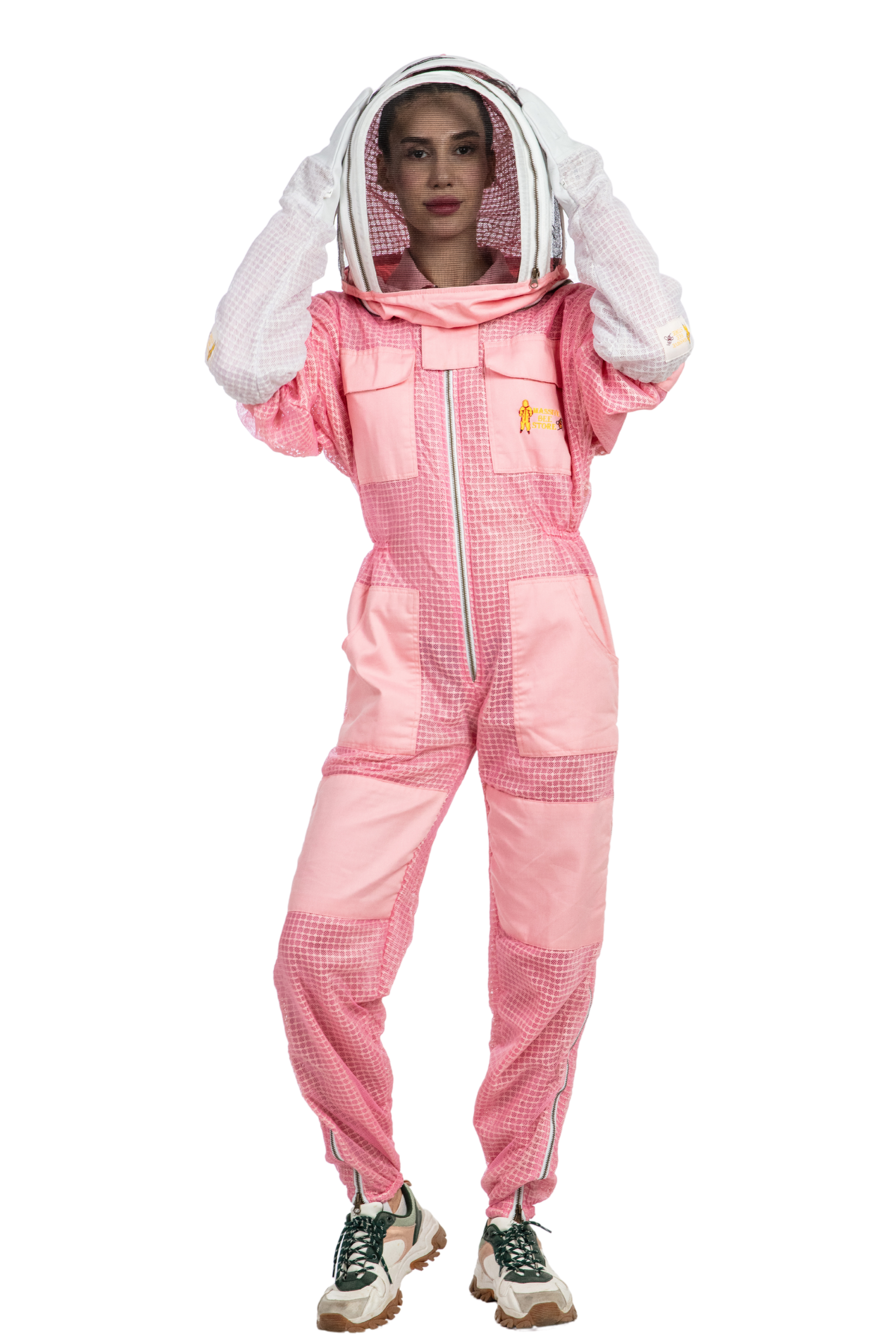 Pink Beekeeping Ventilated Suits with Fencing Veil
