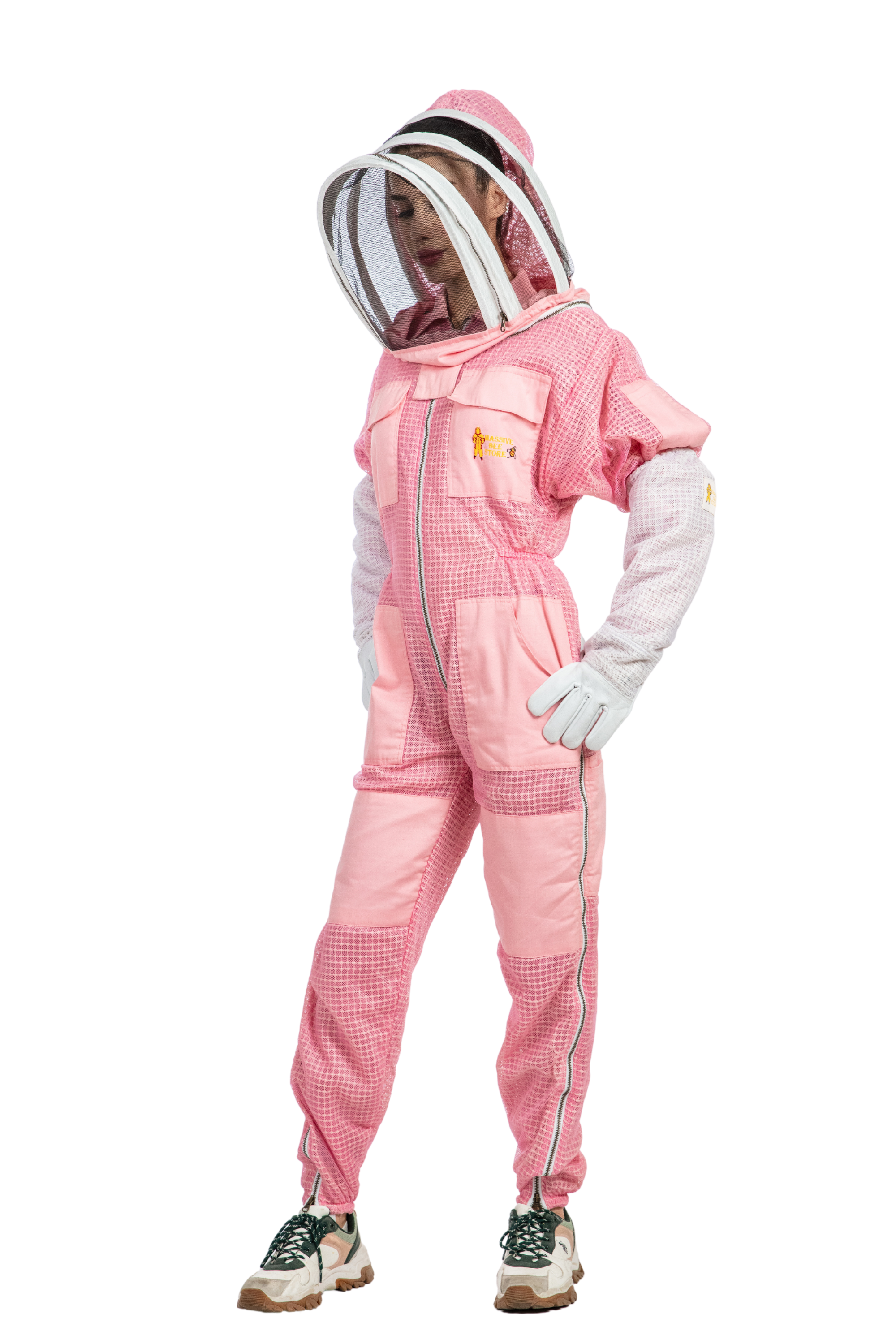 Pink Beekeeping Ventilated Suits with Fencing Veil