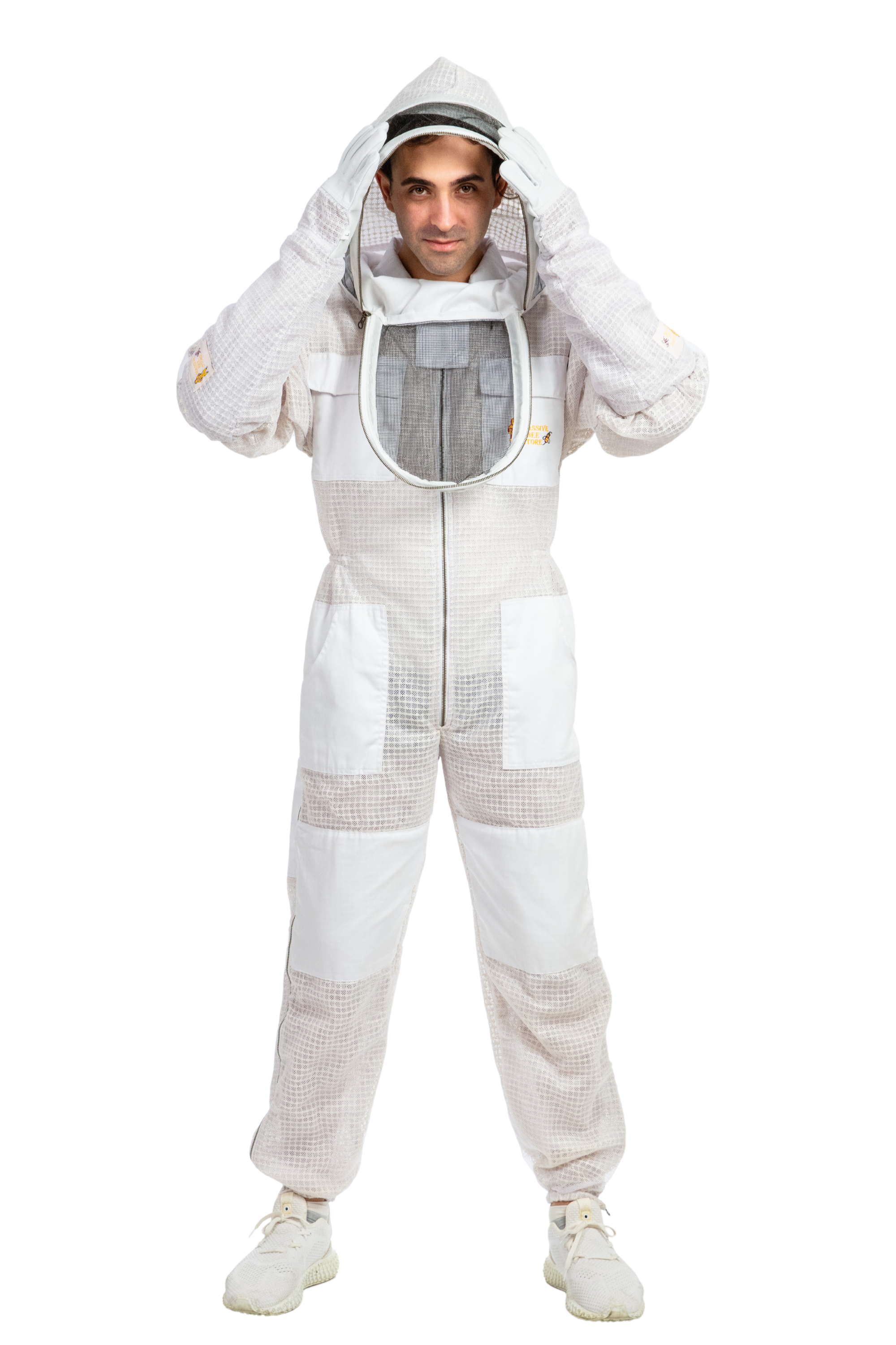 White Beekeeping Ventilated Suits with Fencing Veil