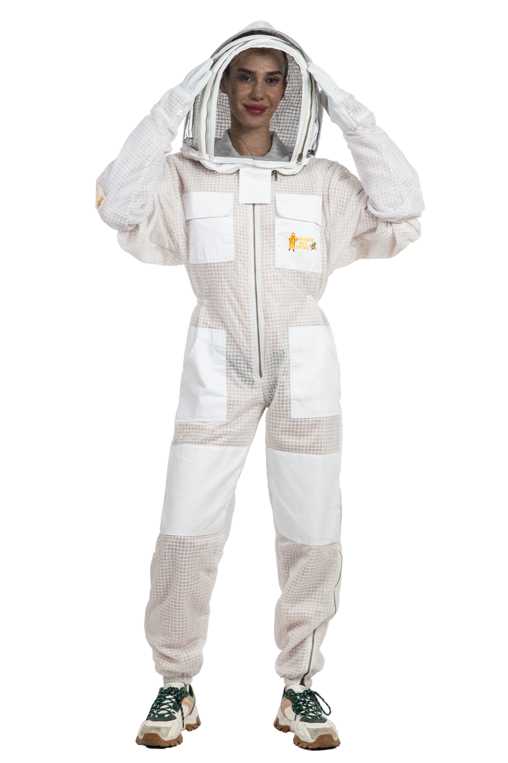 White Beekeeping Ventilated Suits with Fencing Veil