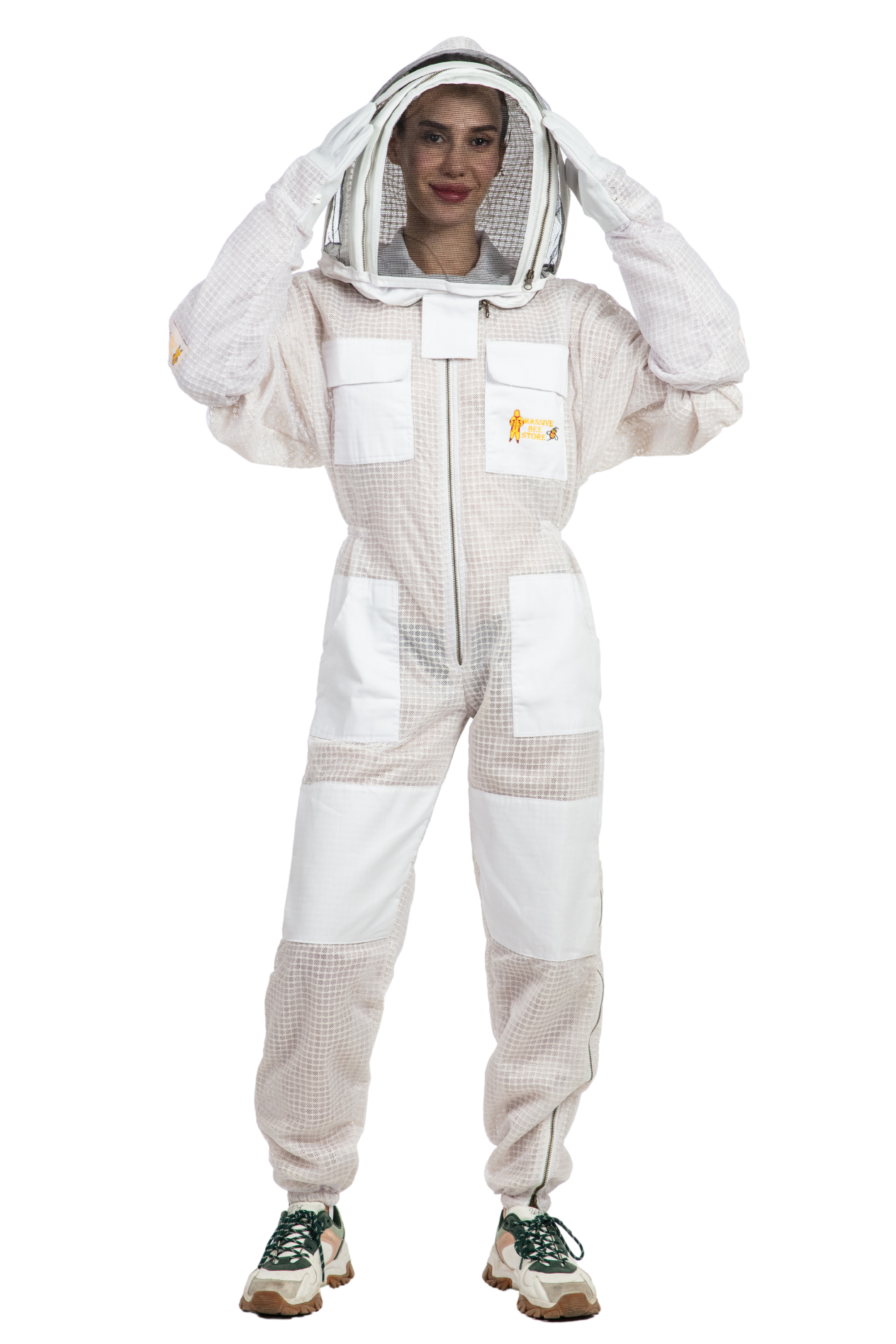 White Beekeeping Ventilated Suits with Fencing Veil