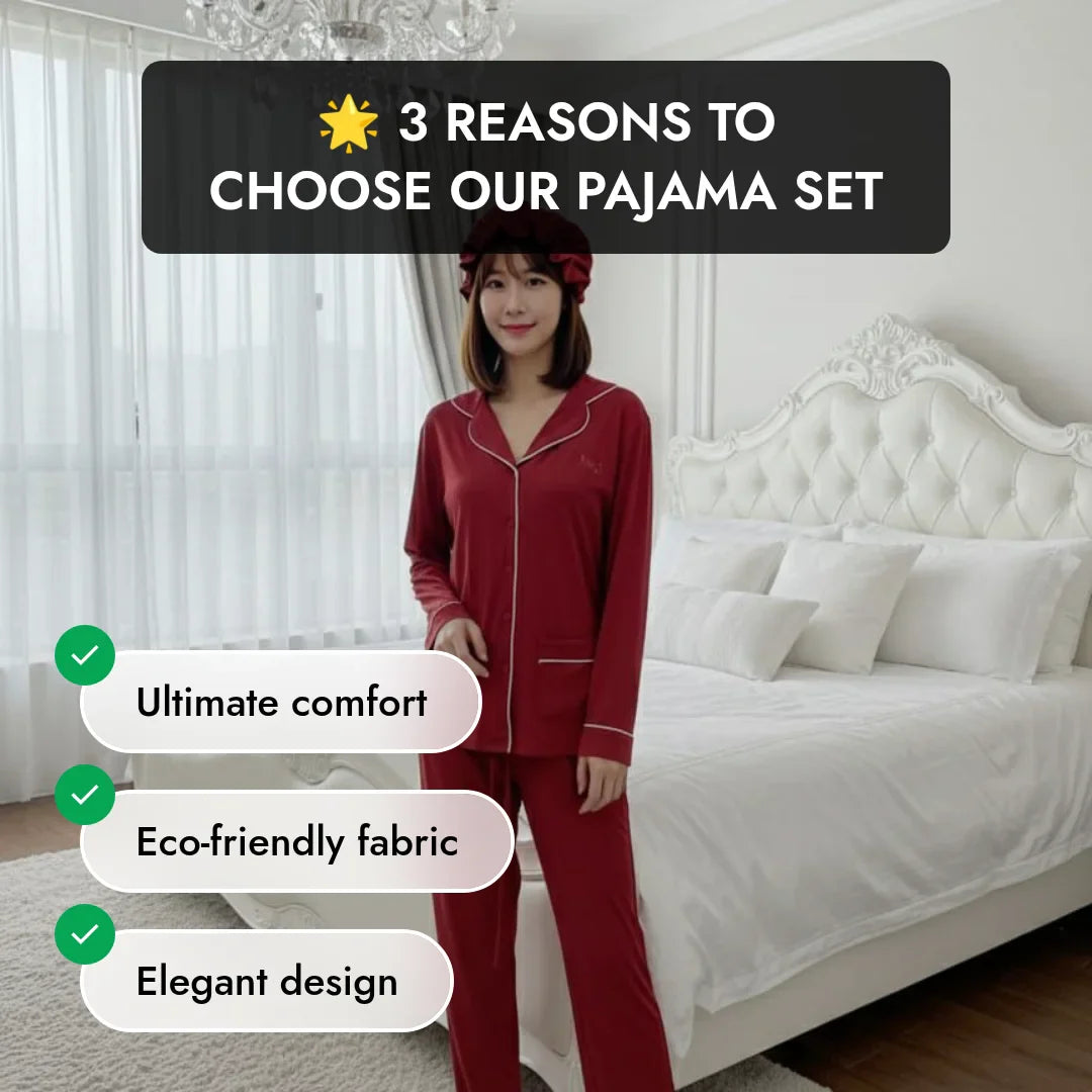 Softest Tencel Modal Pajama Set with Bonnet | Sustainable Sleepwear