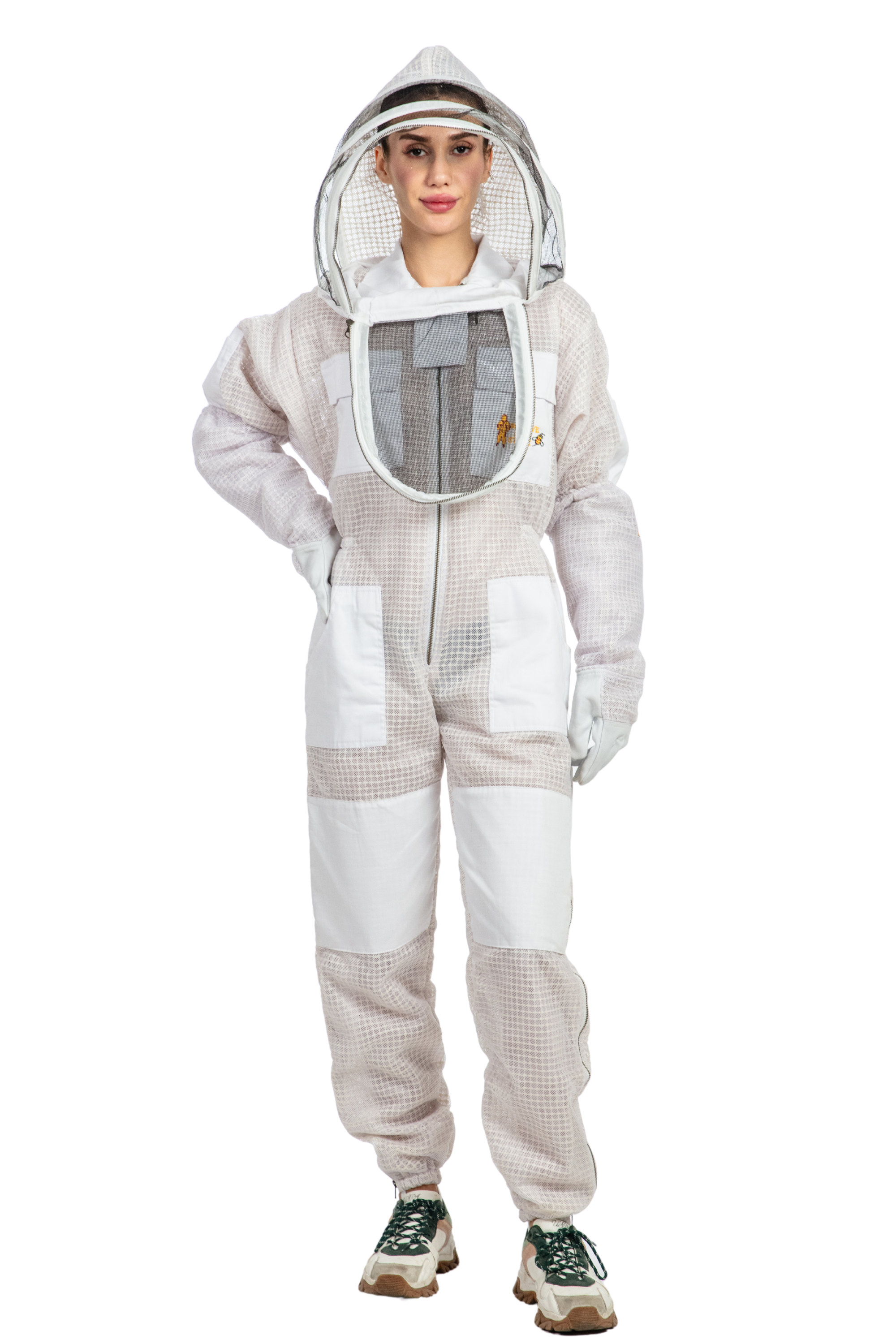 White Beekeeping Ventilated Suits with Fencing Veil
