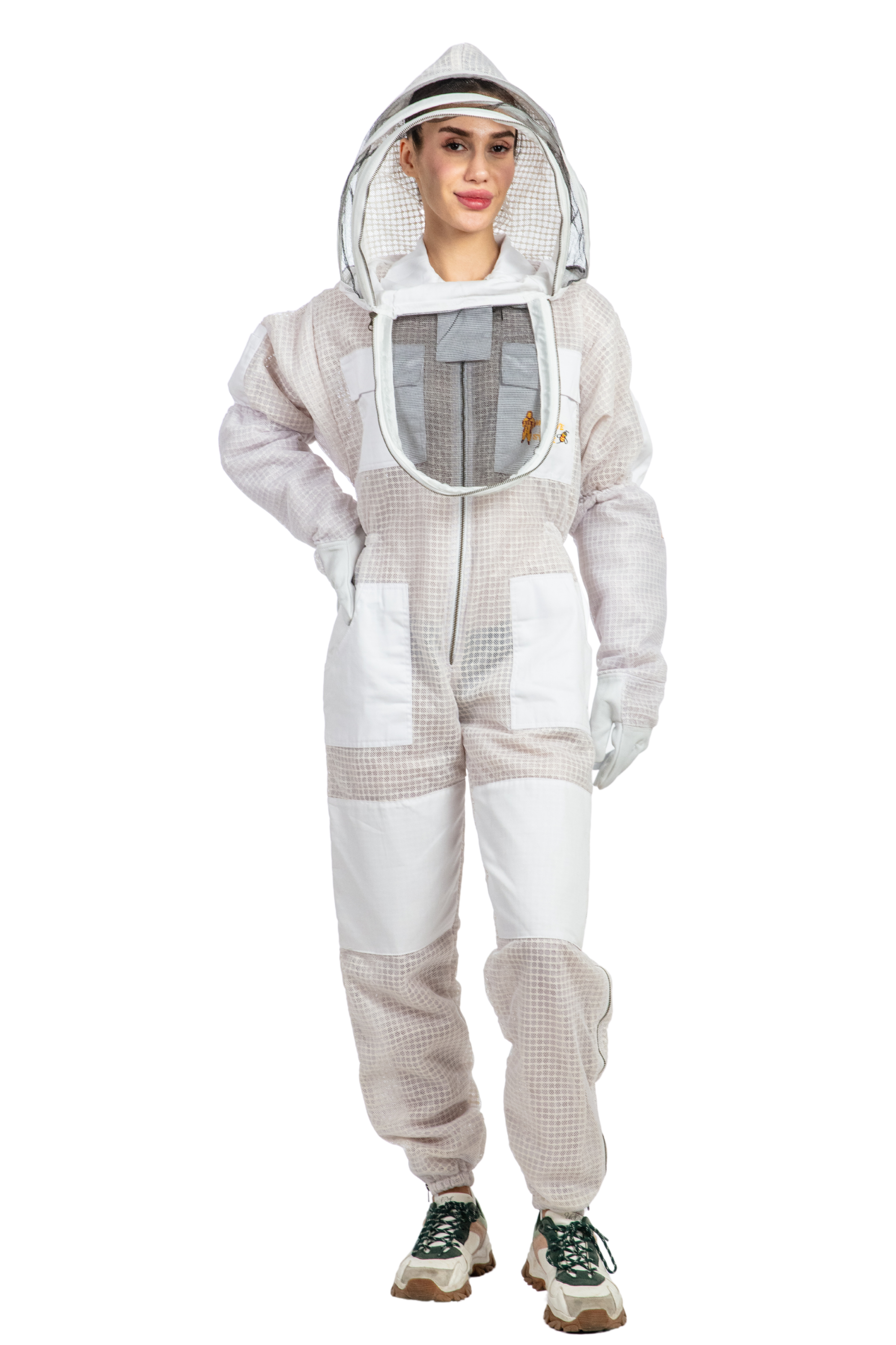 White Beekeeping Ventilated Suits with Fencing Veil