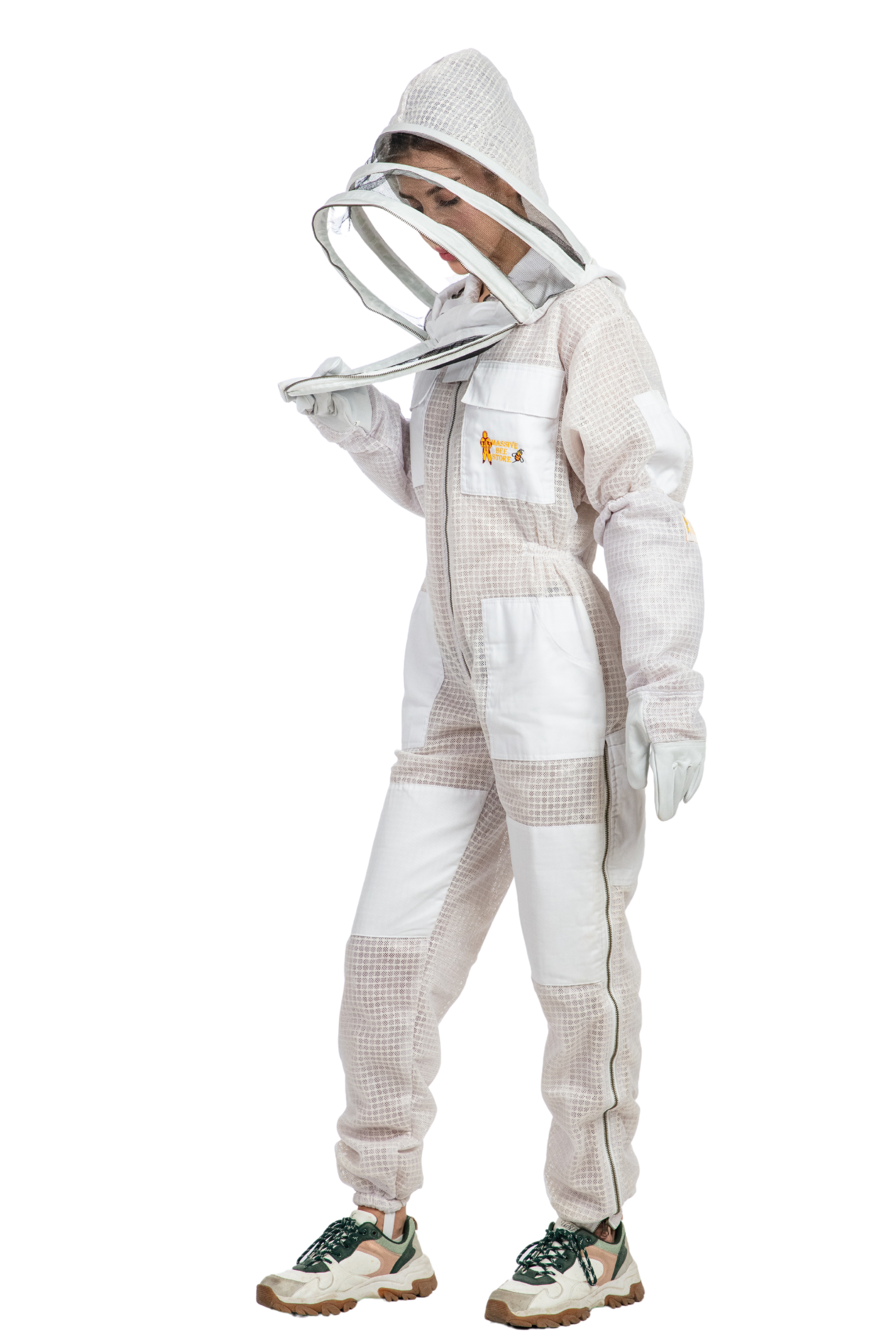 White Beekeeping Ventilated Suits with Fencing Veil