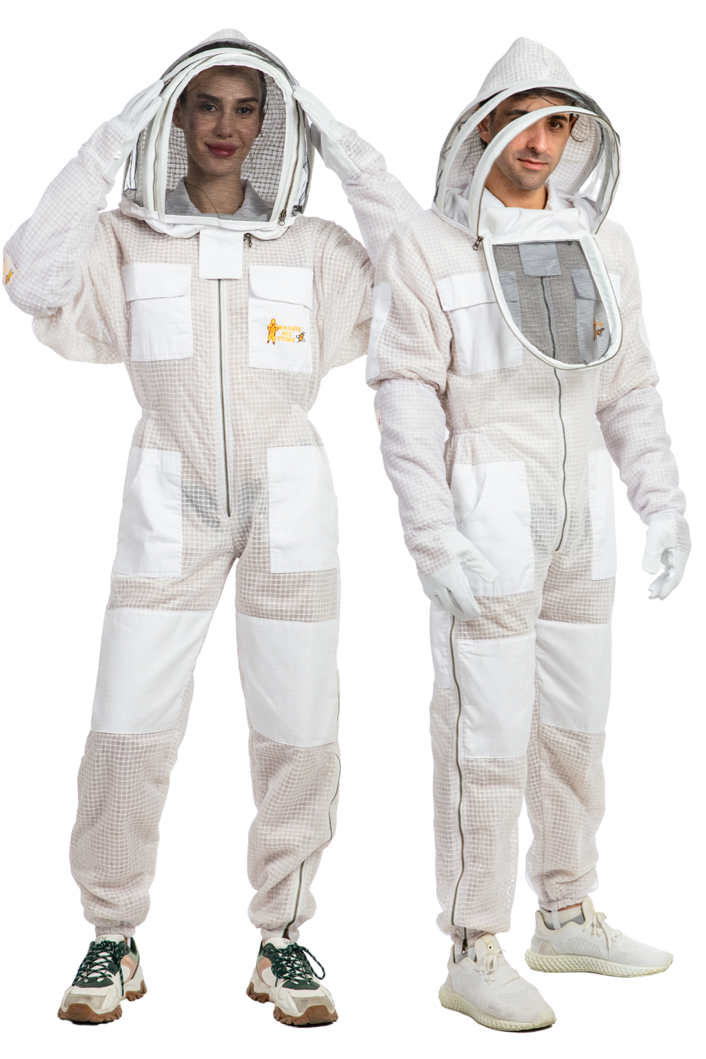 White Beekeeping Ventilated Suits with Fencing Veil