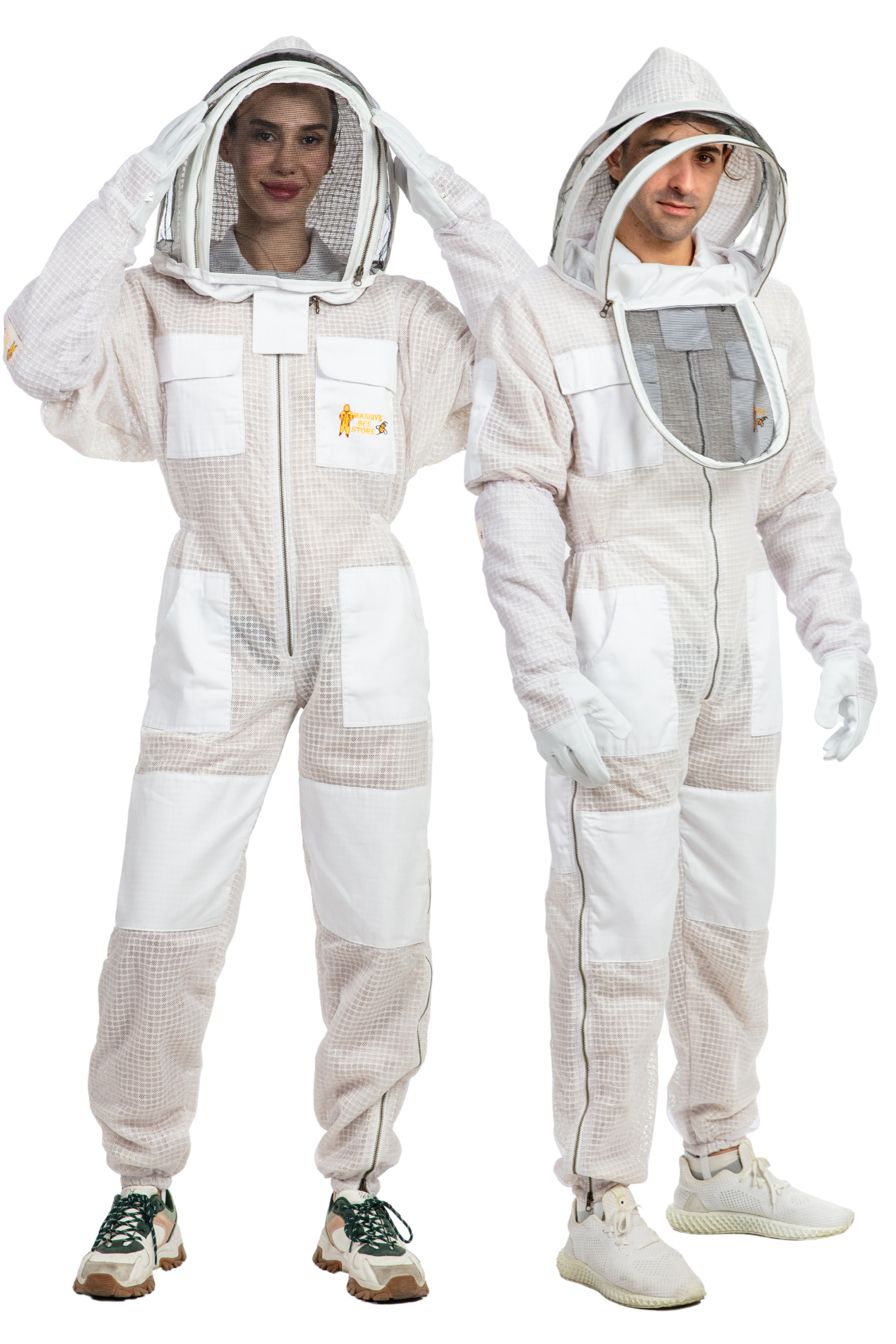 White Beekeeping Ventilated Suits with Fencing Veil