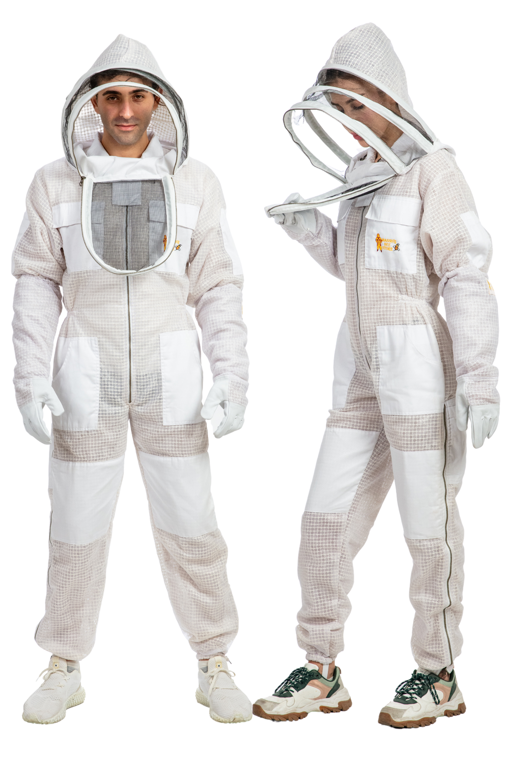 White Beekeeping Ventilated Suits with Fencing Veil