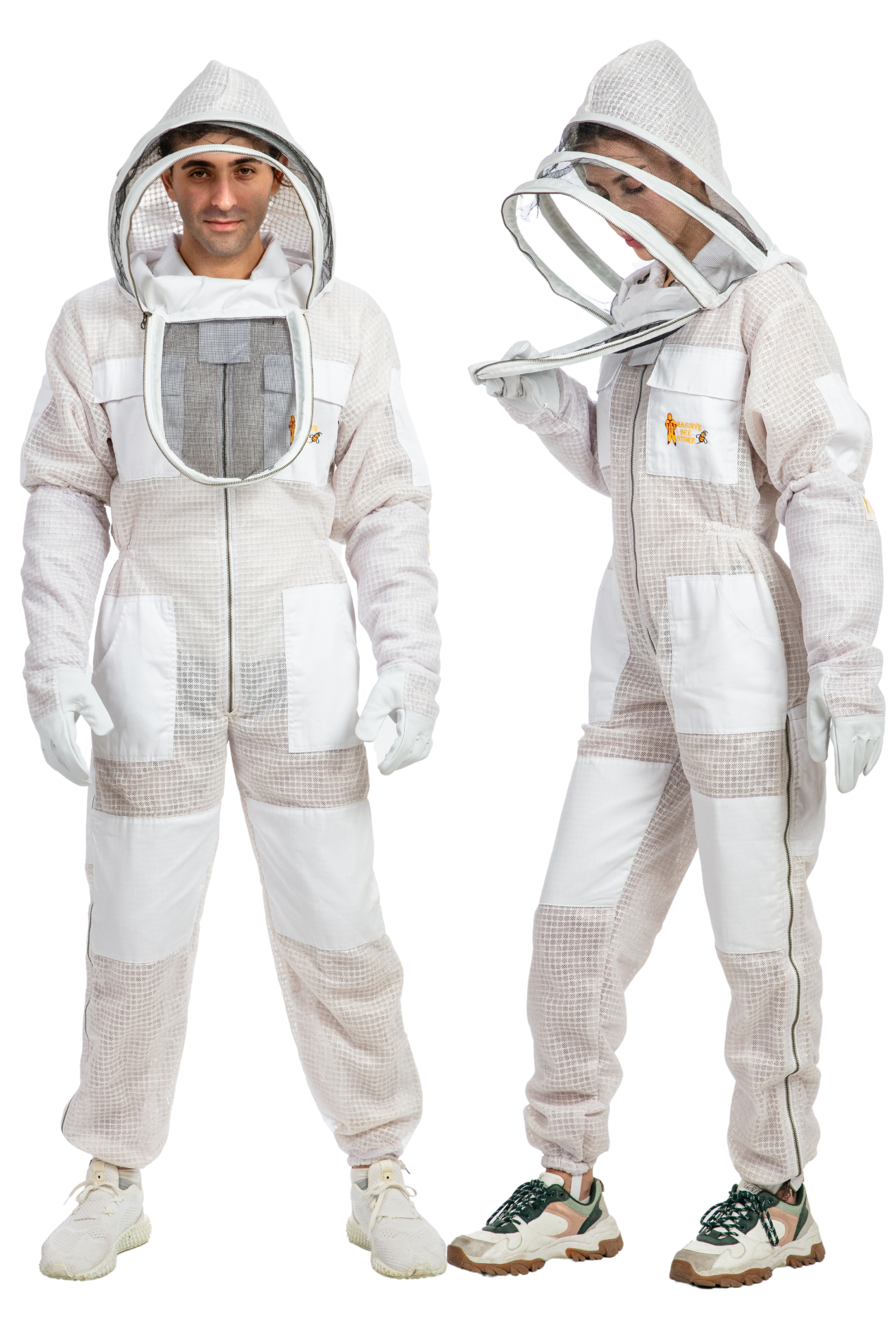 White Beekeeping Ventilated Suits with Fencing Veil