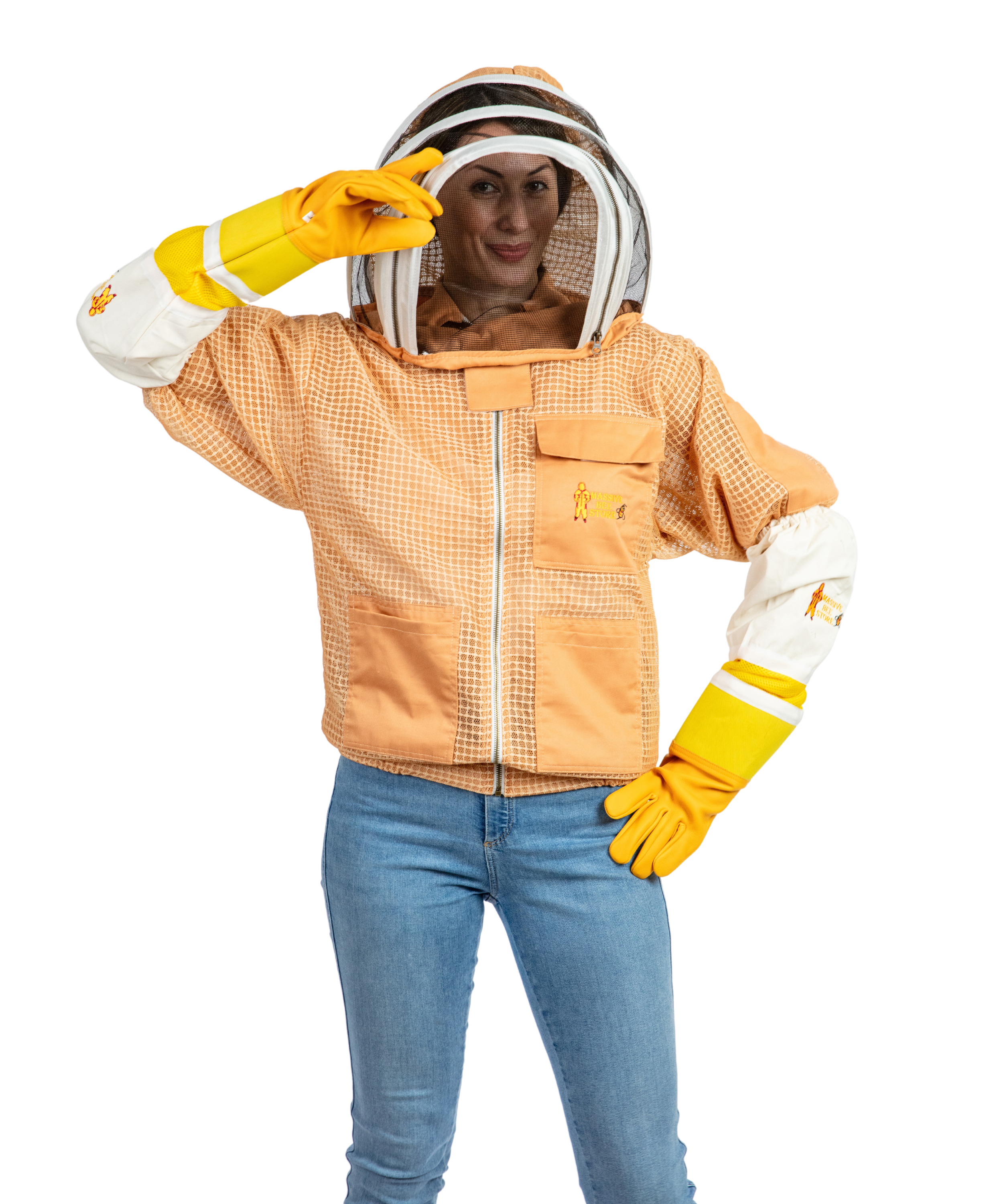 Sand Beekeeping Ventilated Jacket with Fencing Veil
