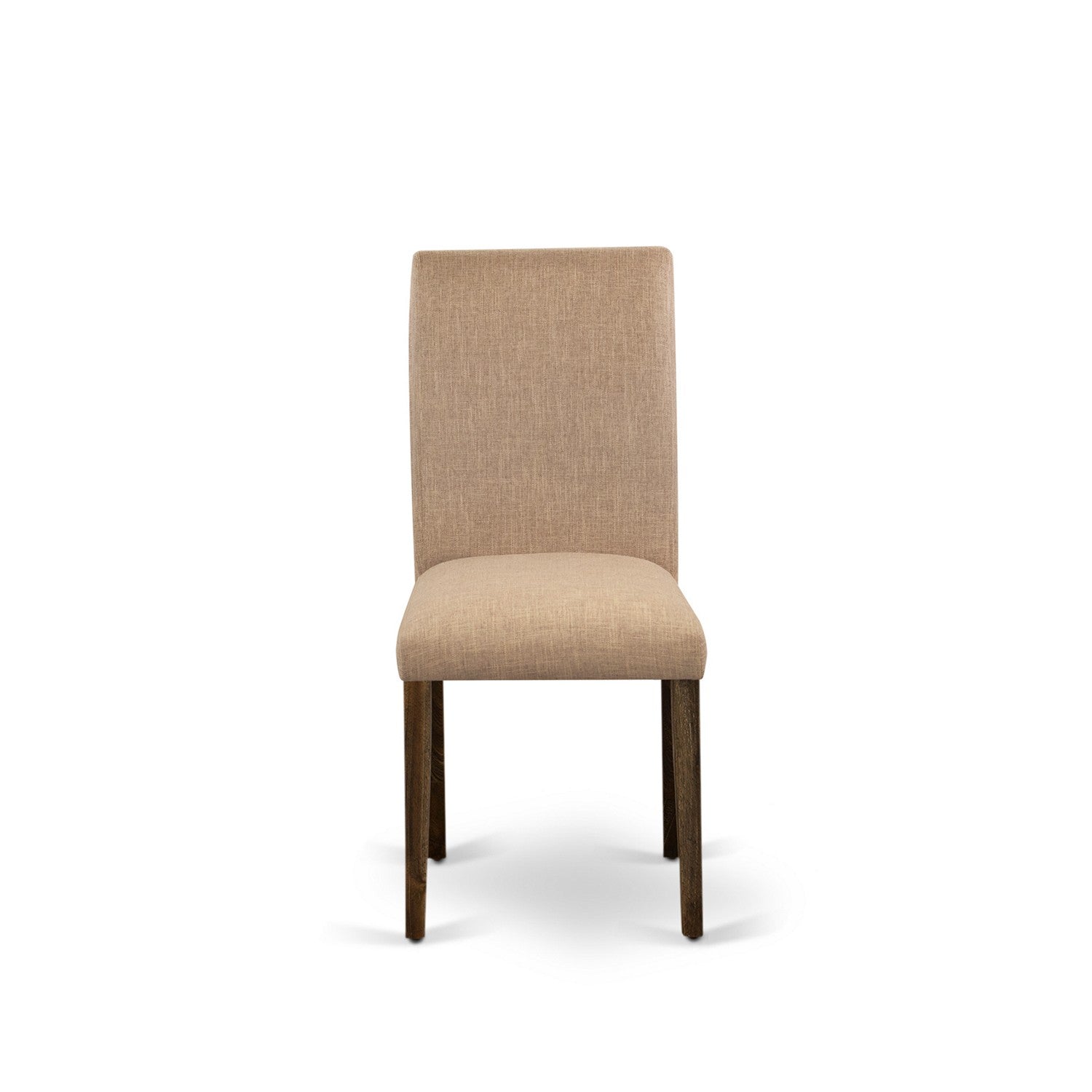 EAST WEST FURNITURE - CNAB7-77-47 - 7-Pc Dinette Room Set- 6 Dining Chairs and Rectangular Dining Table - Light Sable Linen Fabric Seat and High Chair Back (Distressed Jacobean Finish)