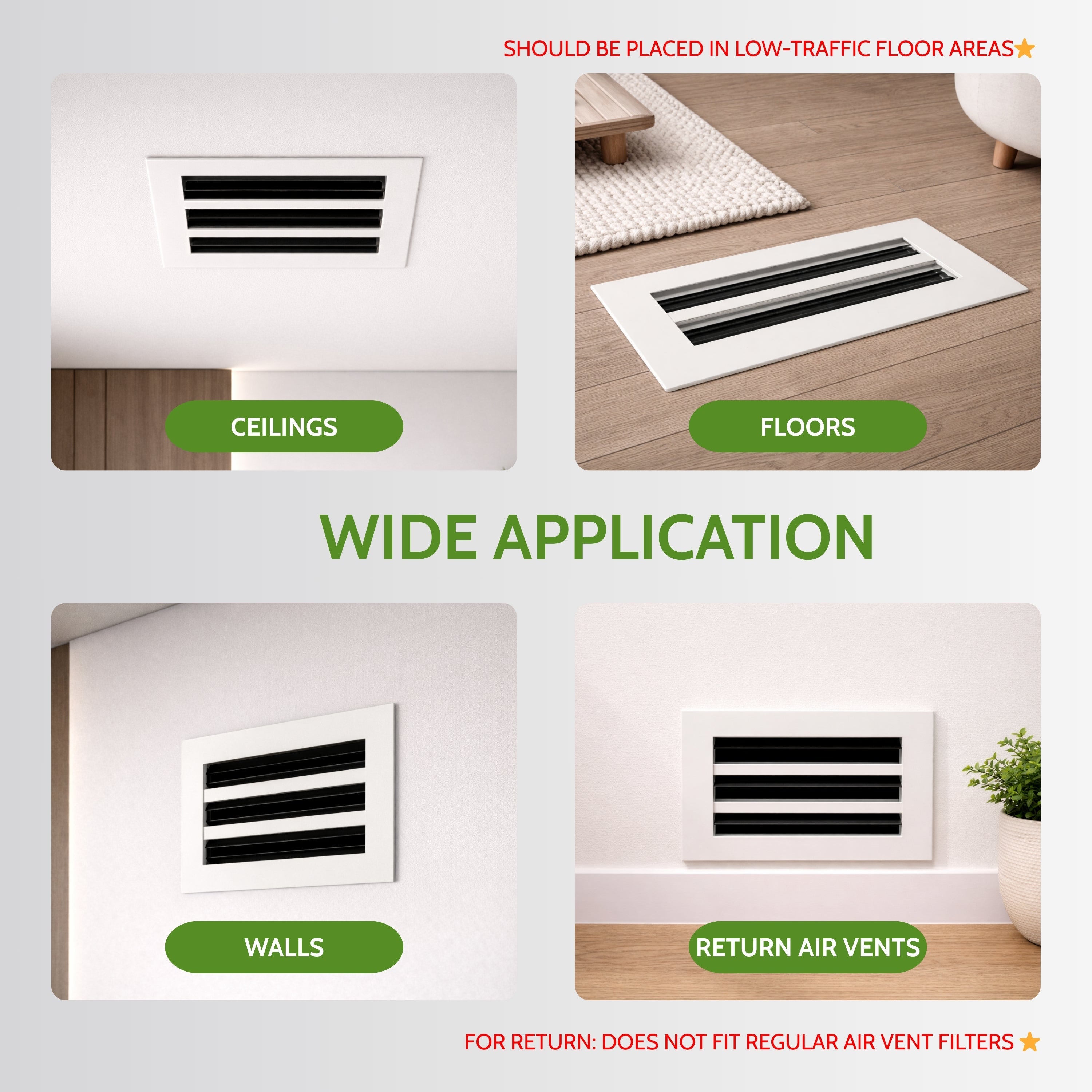 6x10 Air Vent Cover (Duct Opening) - White Aluminum Linear Slot Diffuser Type S