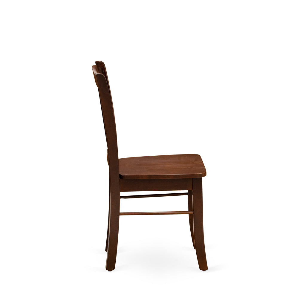 EAST WEST FURNITURE - AMDL5-MAH-W - 5-Piece Modern Dining Set- 4 Dining Chair and Wood Dining Table - Wooden Seat and Slatted Chair Back - Mahogany Finish