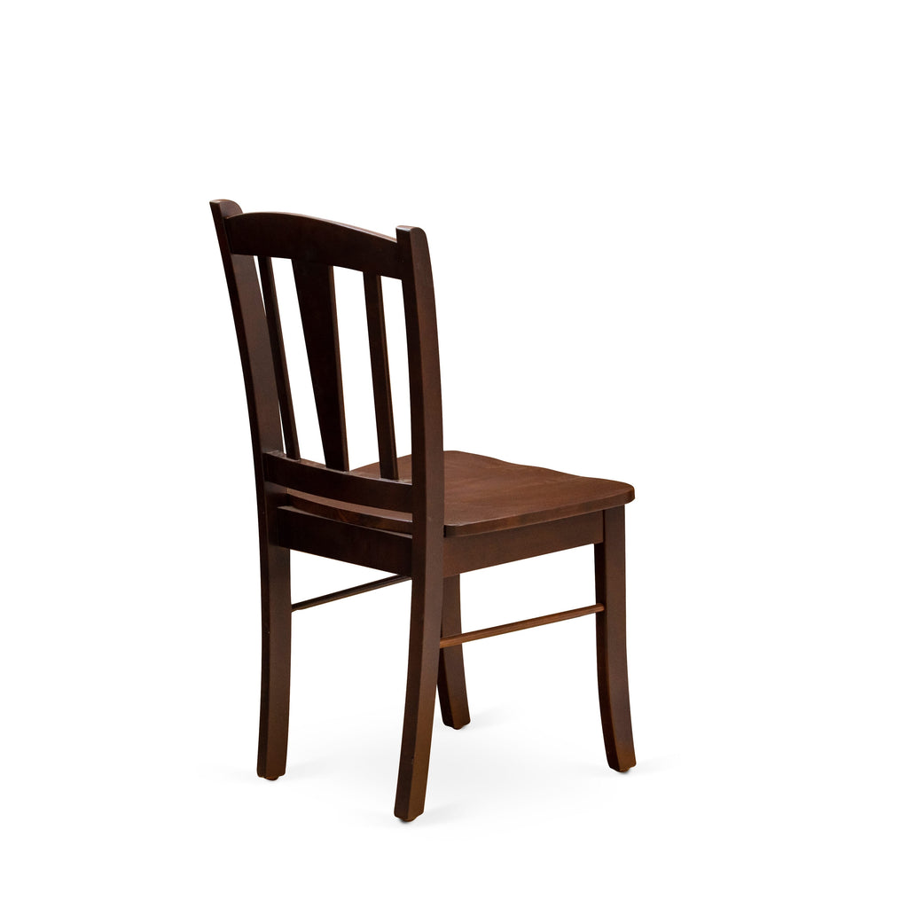 EAST WEST FURNITURE - AMDL5-MAH-W - 5-Piece Modern Dining Set- 4 Dining Chair and Wood Dining Table - Wooden Seat and Slatted Chair Back - Mahogany Finish