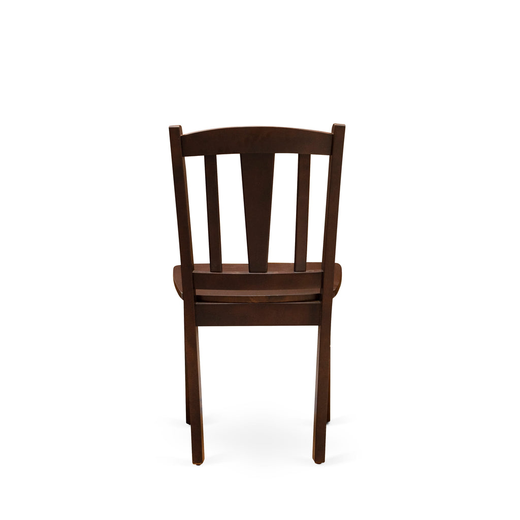 EAST WEST FURNITURE - AMDL5-MAH-W - 5-Piece Modern Dining Set- 4 Dining Chair and Wood Dining Table - Wooden Seat and Slatted Chair Back - Mahogany Finish