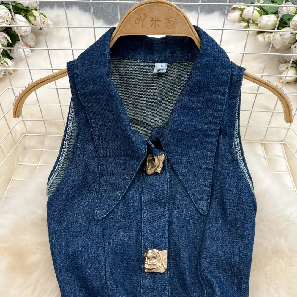 Denim Dress Women| High Waist A-Line Sleeveless 2026