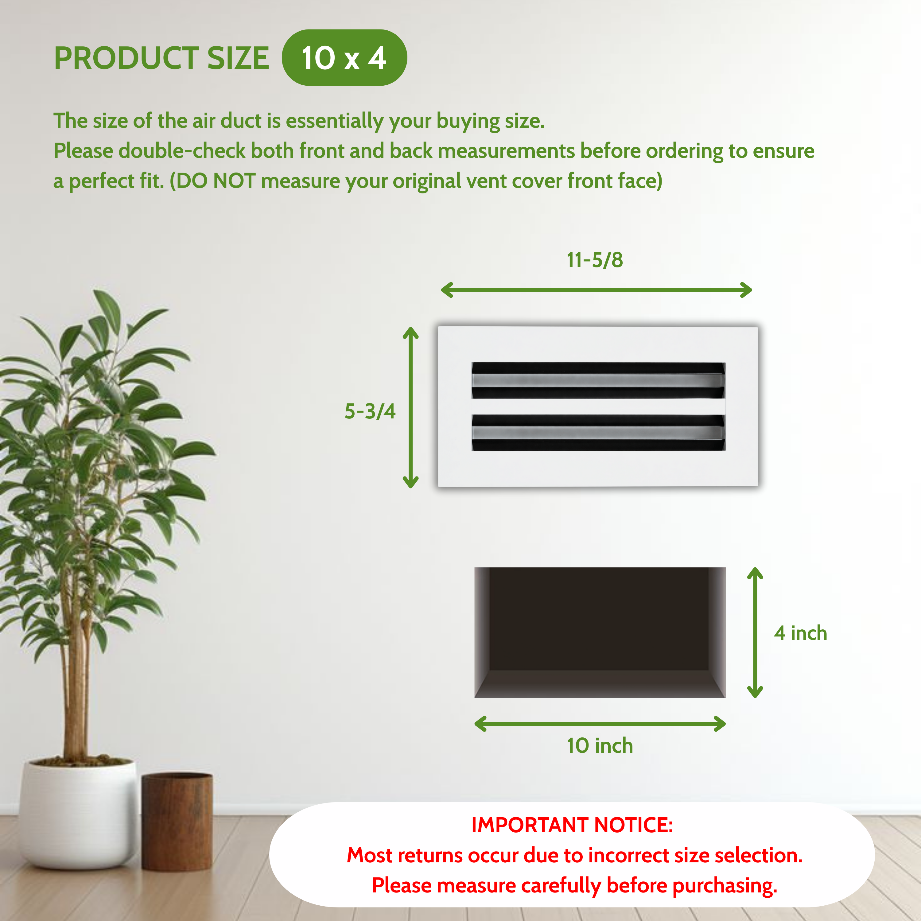 6x12 Air Vent Cover (Duct Opening) - White Aluminum Linear Slot Diffuser Type S