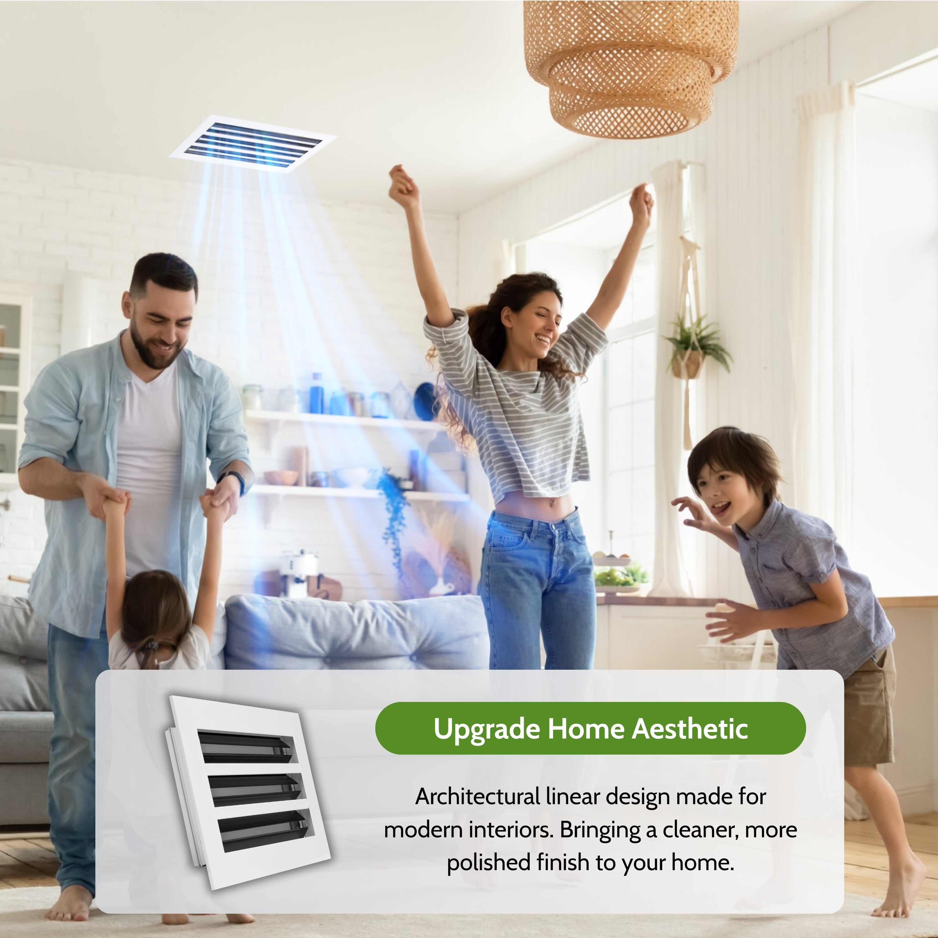 6x10 Air Vent Cover (Duct Opening) - White Aluminum Linear Slot Diffuser Type S