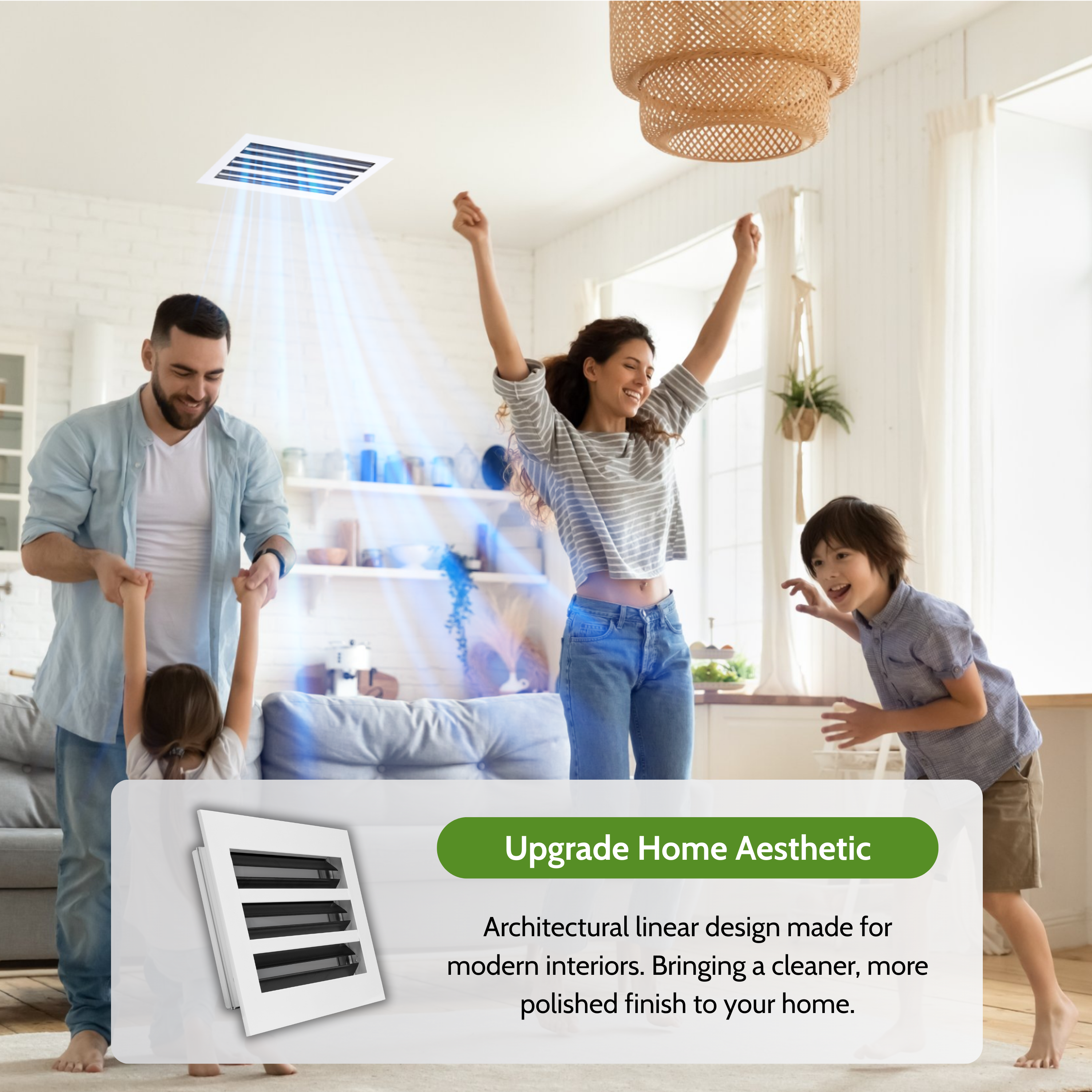 6x12 Air Vent Cover (Duct Opening) - White Aluminum Linear Slot Diffuser Type S