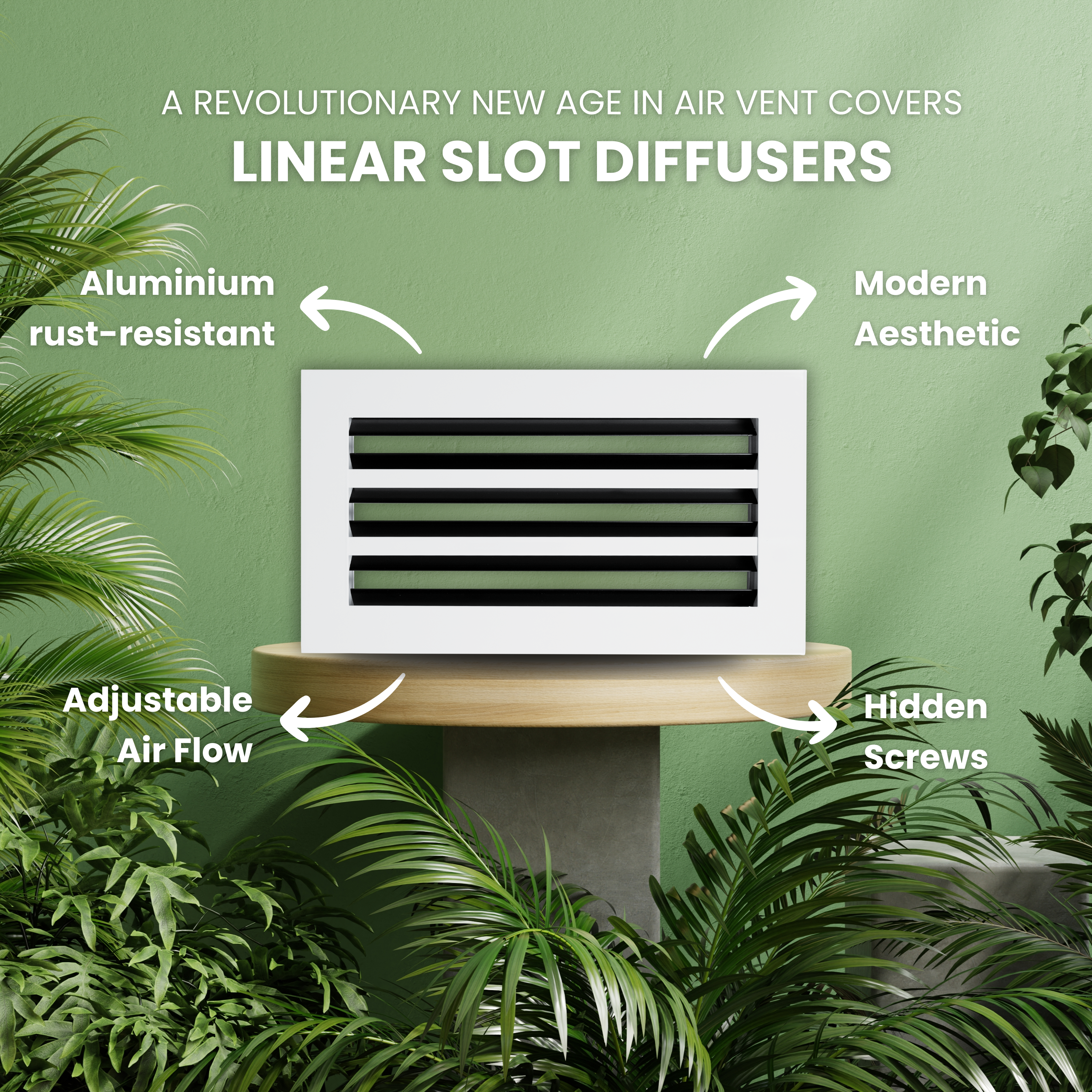 6x12 Air Vent Cover (Duct Opening) - White Aluminum Linear Slot Diffuser Type S