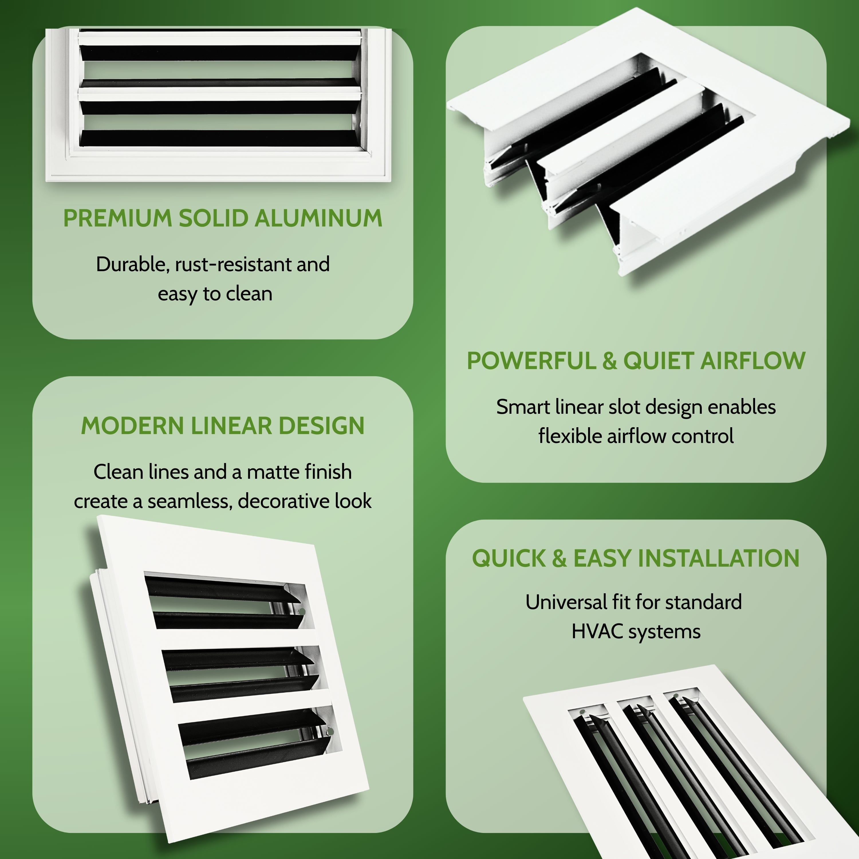 6x14 Air Vent Cover (Duct Opening) - White Aluminum Linear Slot Diffuser Type S