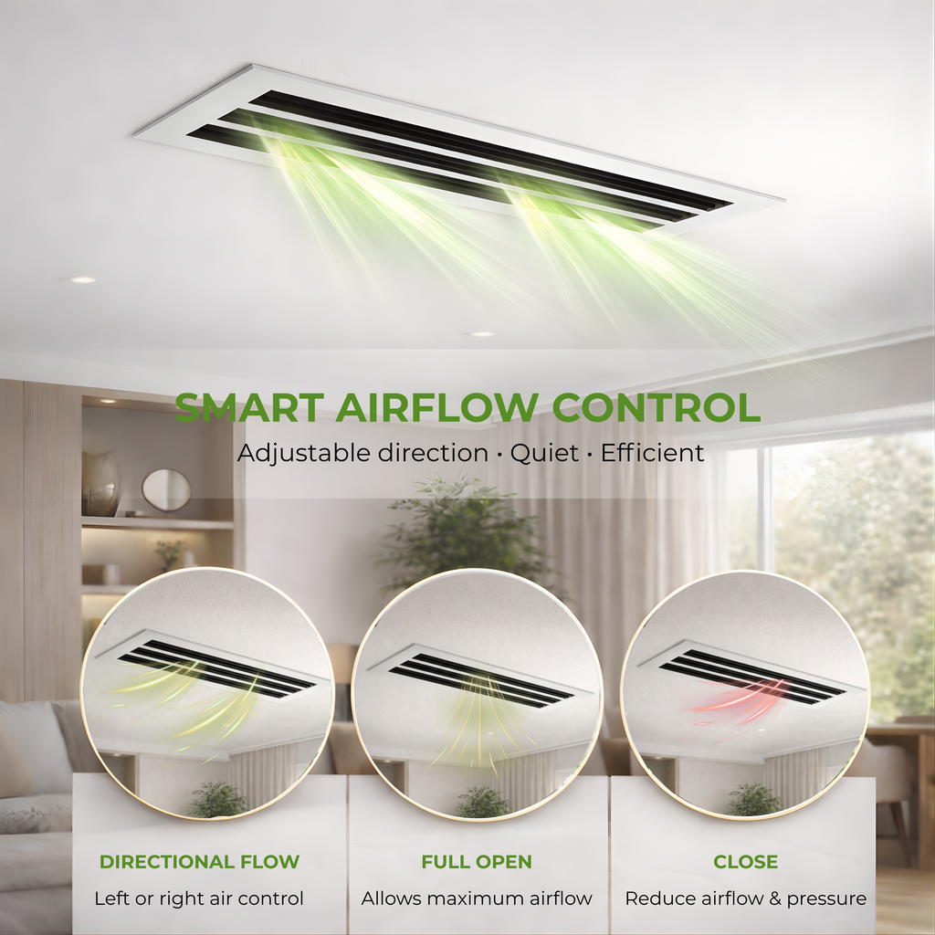 6x12 Air Vent Cover (Duct Opening) - White Aluminum Linear Slot Diffuser Type S