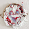Swimwear Sexy Bikini Striped Halter Strap Bikini Swimsuit