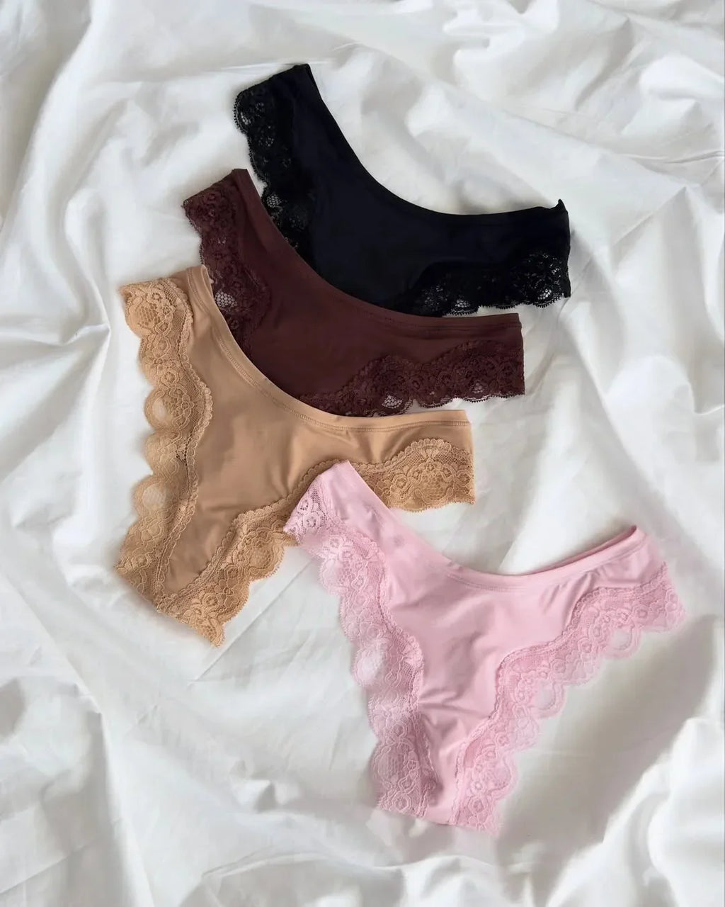 Pink Lace Bra Set Woman Adjusted-strap Seamless Bras+Low Waist Panties Female Casual Simple Solid High Elasticity Lingerie Sets