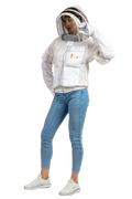 White Beekeeping Ventilated Jacket with Fencing Veil