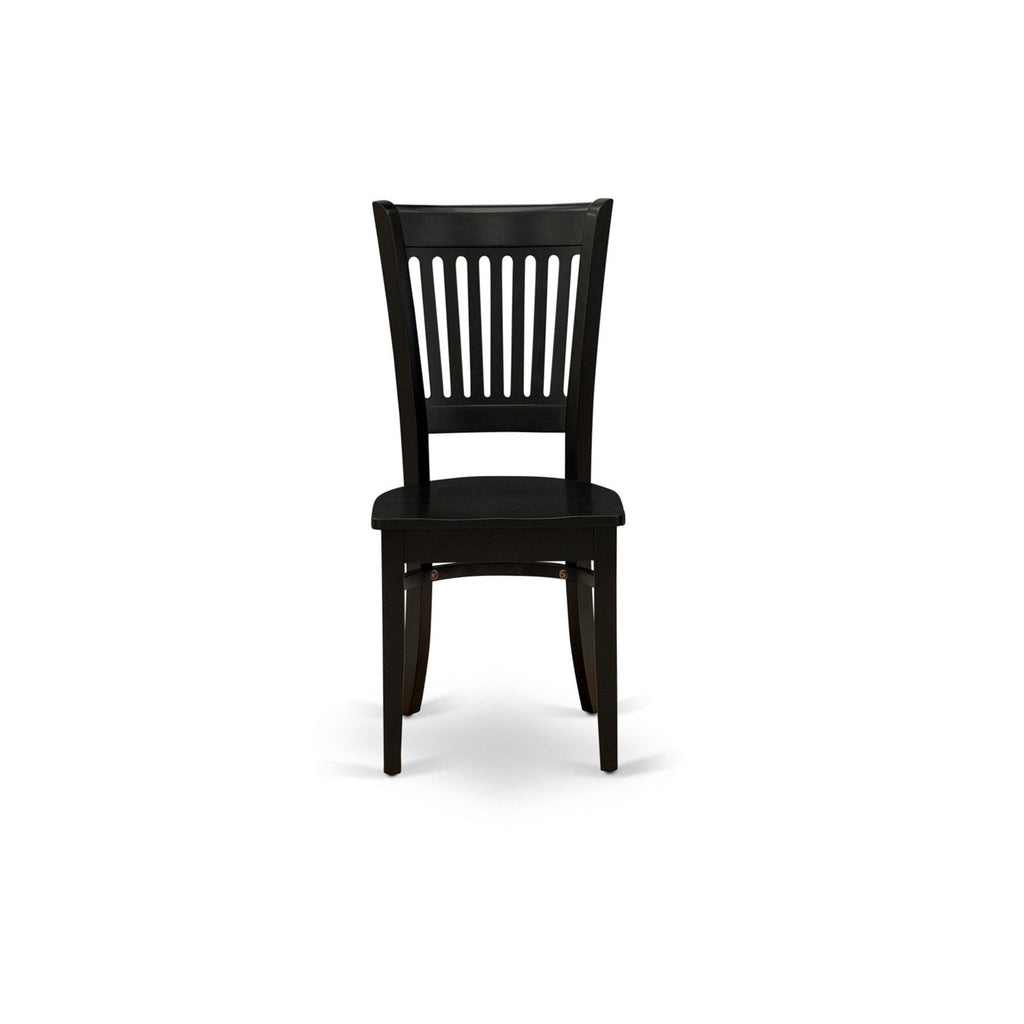 EAST WEST FURNITURE - AMVA3-BLK-W - 3-Pc Dinette Room Set- 2 Modern Dining Room Chair and Kitchen Dining Table - Wooden Seat and Slatted Chair Back (Black Finish)