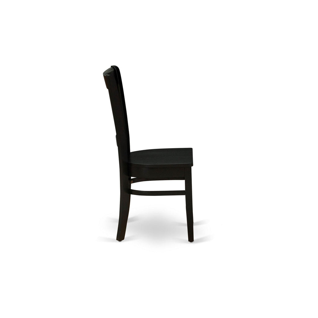 EAST WEST FURNITURE - AMVA5-BLK-W - 5-Piece Kitchen Dining Set- 4 Dining Chair and Modern Round Dining Table - Wooden Seat and Slatted Chair Back (Black Finish)