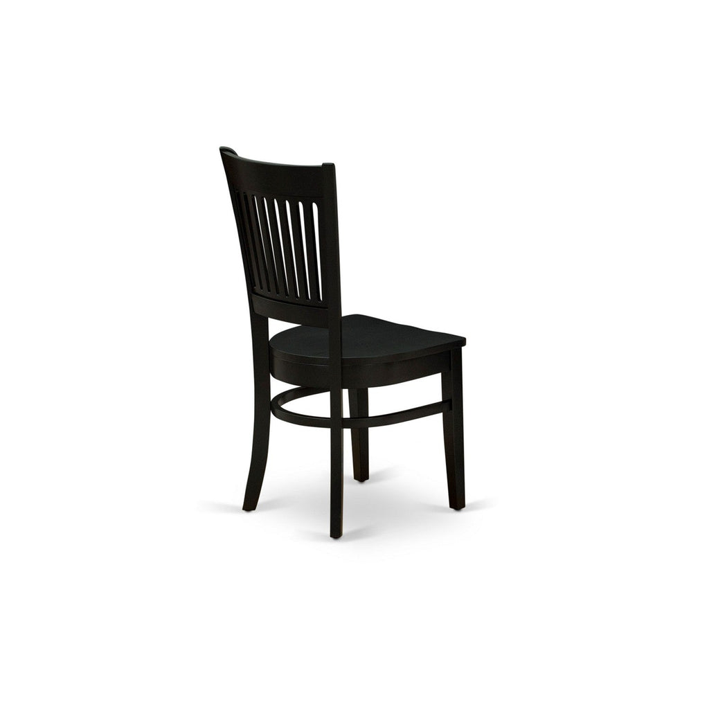 EAST WEST FURNITURE - AMVA5-BLK-W - 5-Piece Kitchen Dining Set- 4 Dining Chair and Modern Round Dining Table - Wooden Seat and Slatted Chair Back (Black Finish)