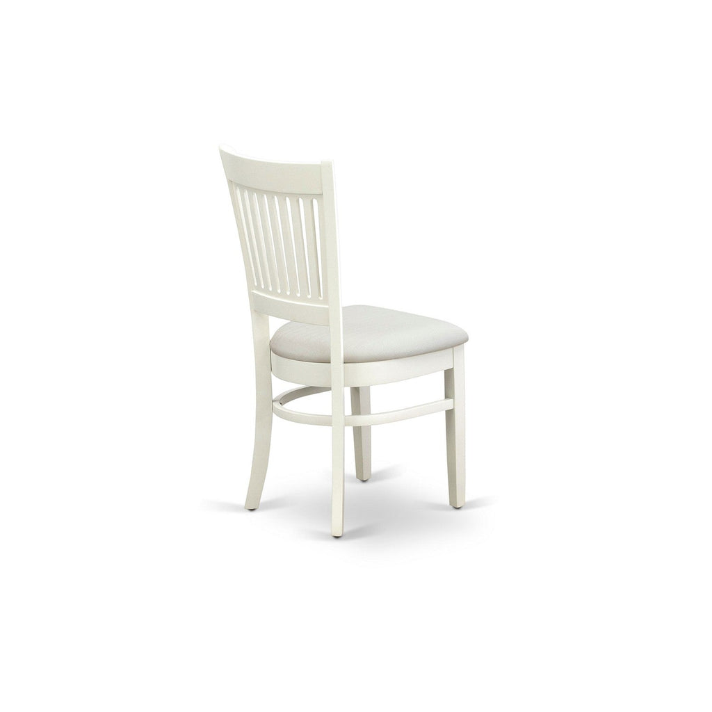 EAST WEST FURNITURE - AMVA3-LWH-C - 3-Piece Dinette Set- 2 Dining Room Chair and Round Dining Table - Linen Fabric Seat and Slatted Chair Back (linen white Finish)