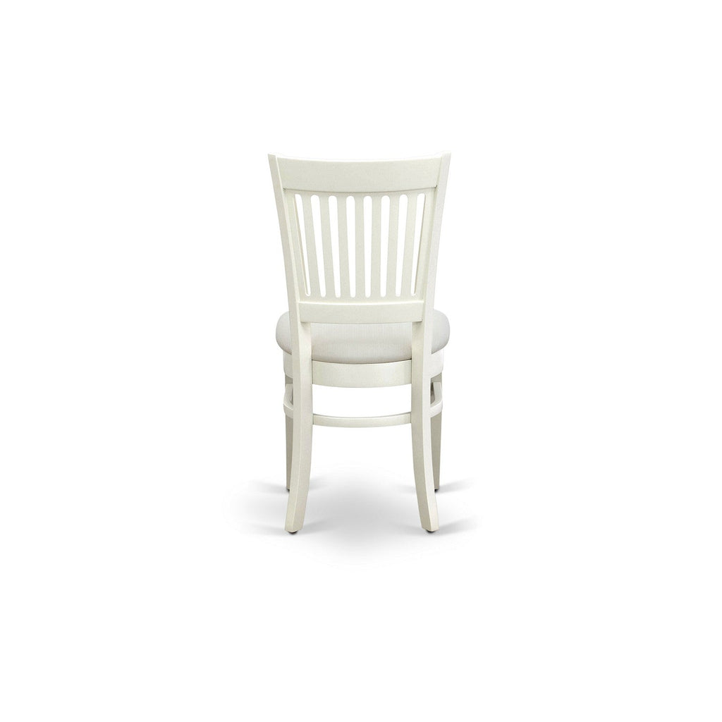 EAST WEST FURNITURE - AMVA3-LWH-C - 3-Piece Dinette Set- 2 Dining Room Chair and Round Dining Table - Linen Fabric Seat and Slatted Chair Back (linen white Finish)