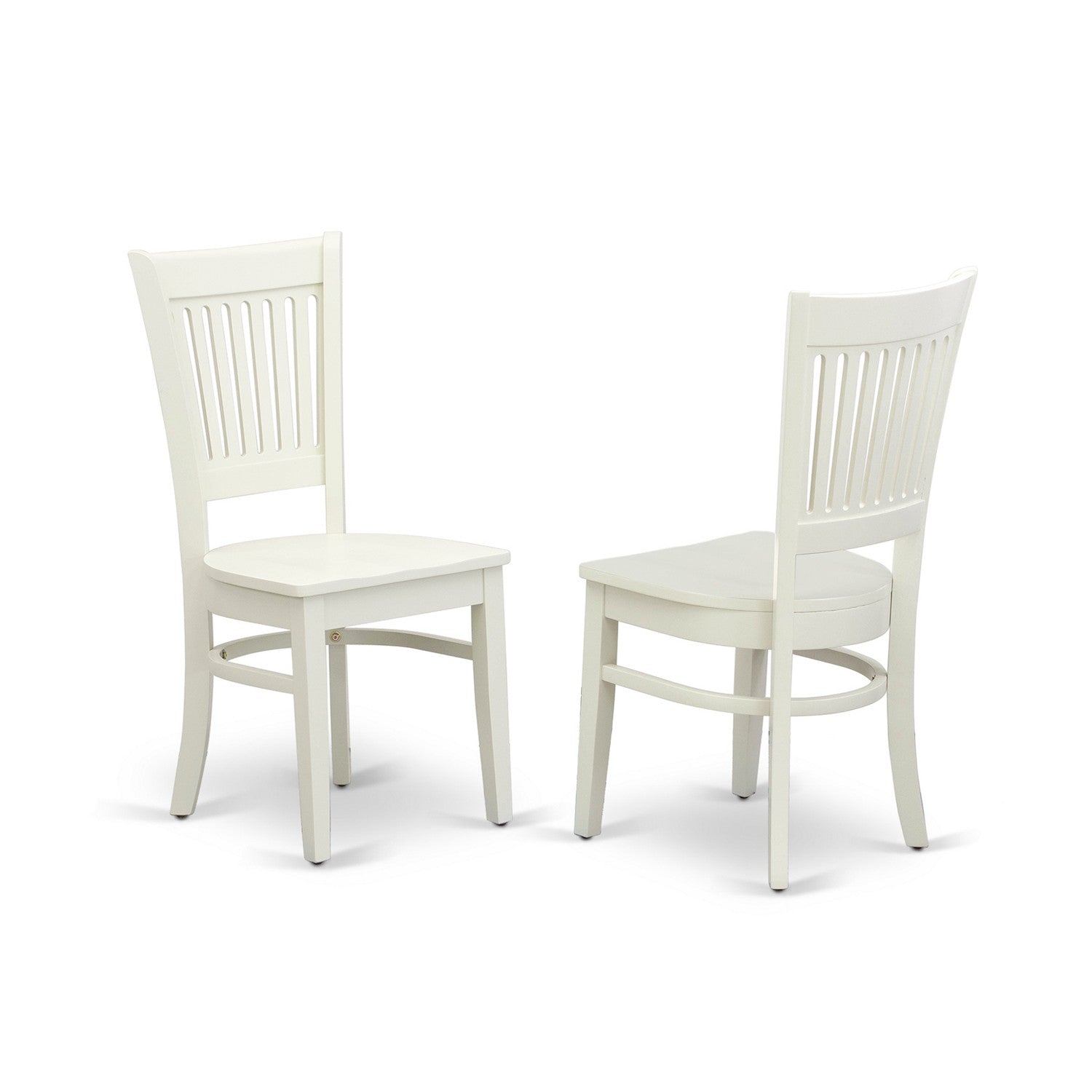 EAST WEST FURNITURE - AMVA3-LWH-W - 3-Pc Dining Room Table Set- 2 Dining Room Chair and Dining Table - Wooden Seat and Slatted Chair Back (linen white Finish)